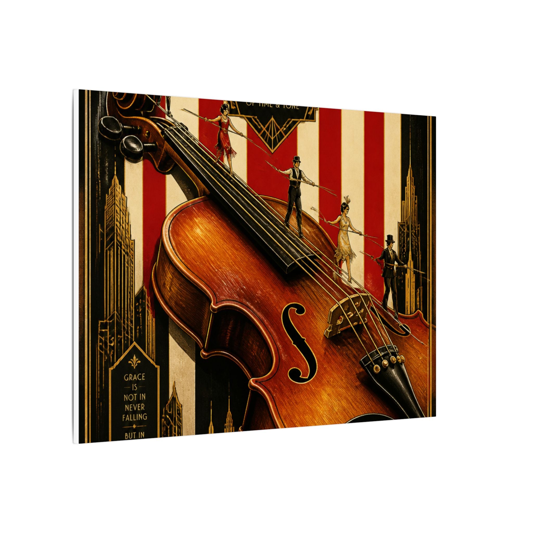 Violin Tightrope Bridge Wall Art Canvas 16×20 Art Deco Entryway Decor Maximalist Print
