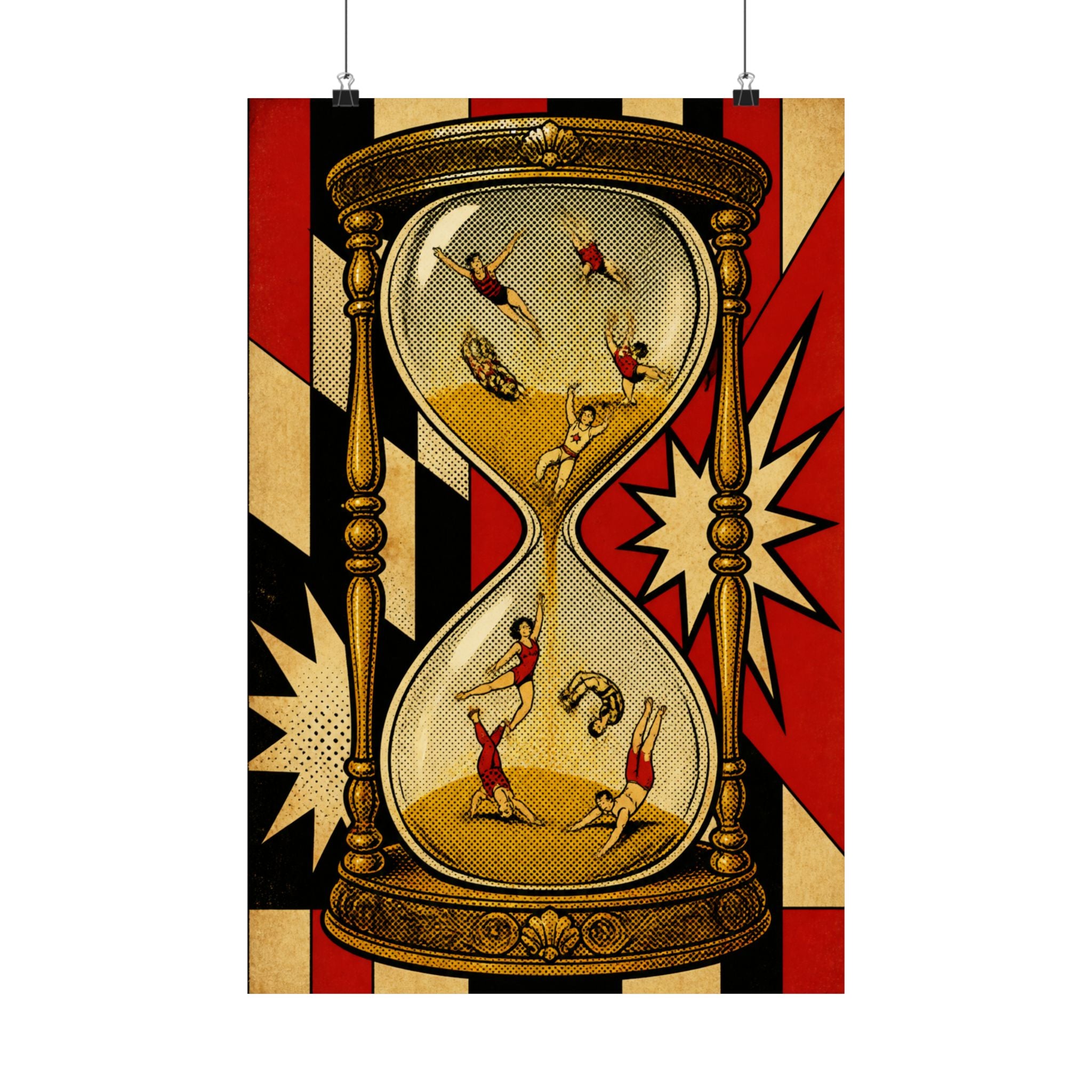 Hourglass Acrobats Wall Art Poster 18×24 Pop Art Living Room Decor Maximalist Print