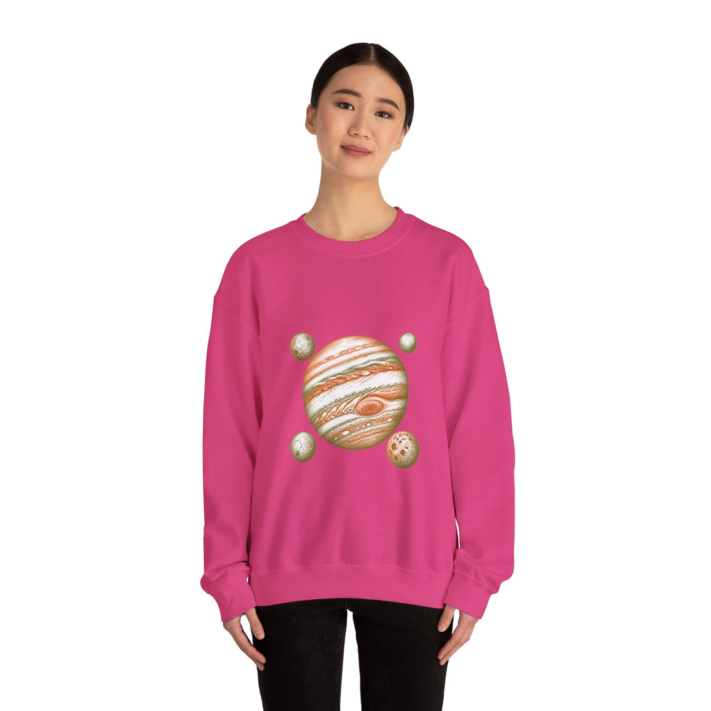 Matching Couple Sweatshirt - Saturn & Jupiter Matching Couple Comfort Colors Crew Hand-Drawn Art His Hers Anniversary Gift - Design B
