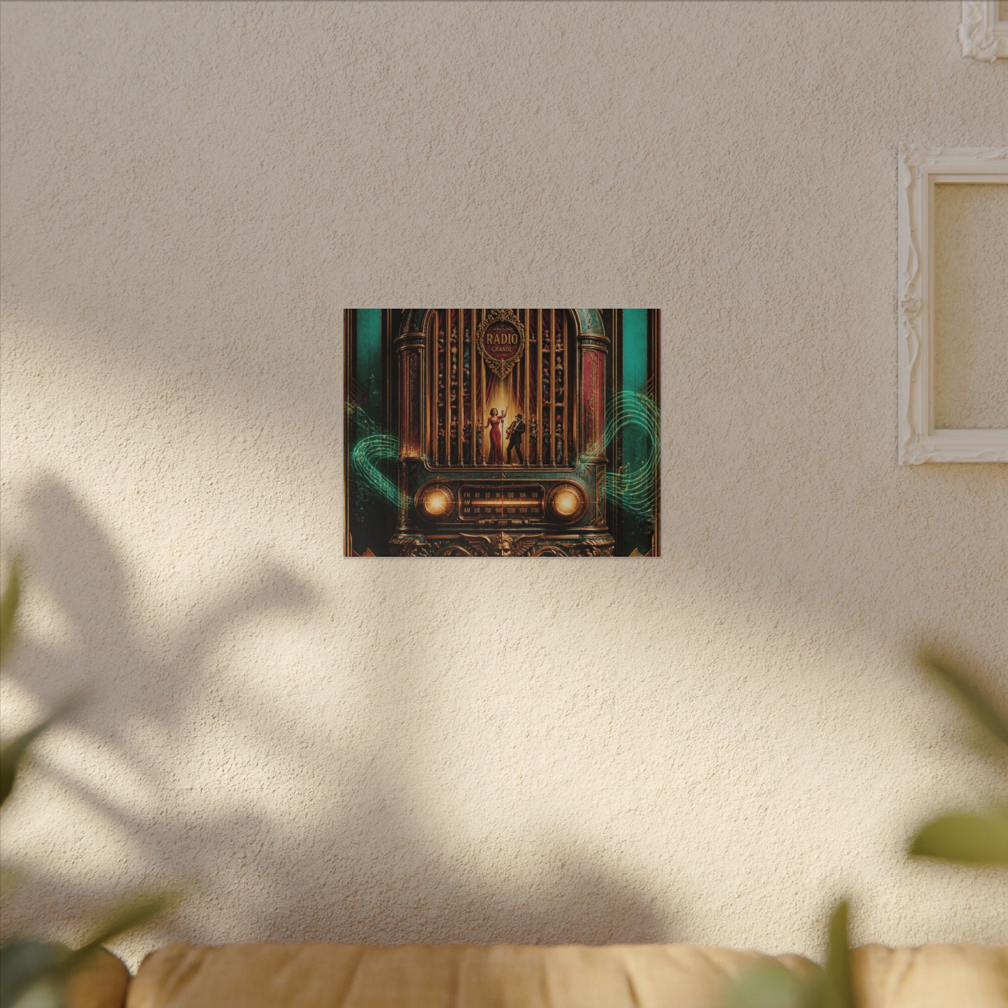 Vintage Radio Stage Wall Art Canvas 24×36 Baroque Studio Decor Maximalist Print