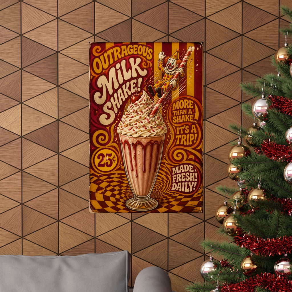 Milkshake Slide Clown Wall Art Poster 24×36 Psychedelic Dining Room Decor Maximalist Print