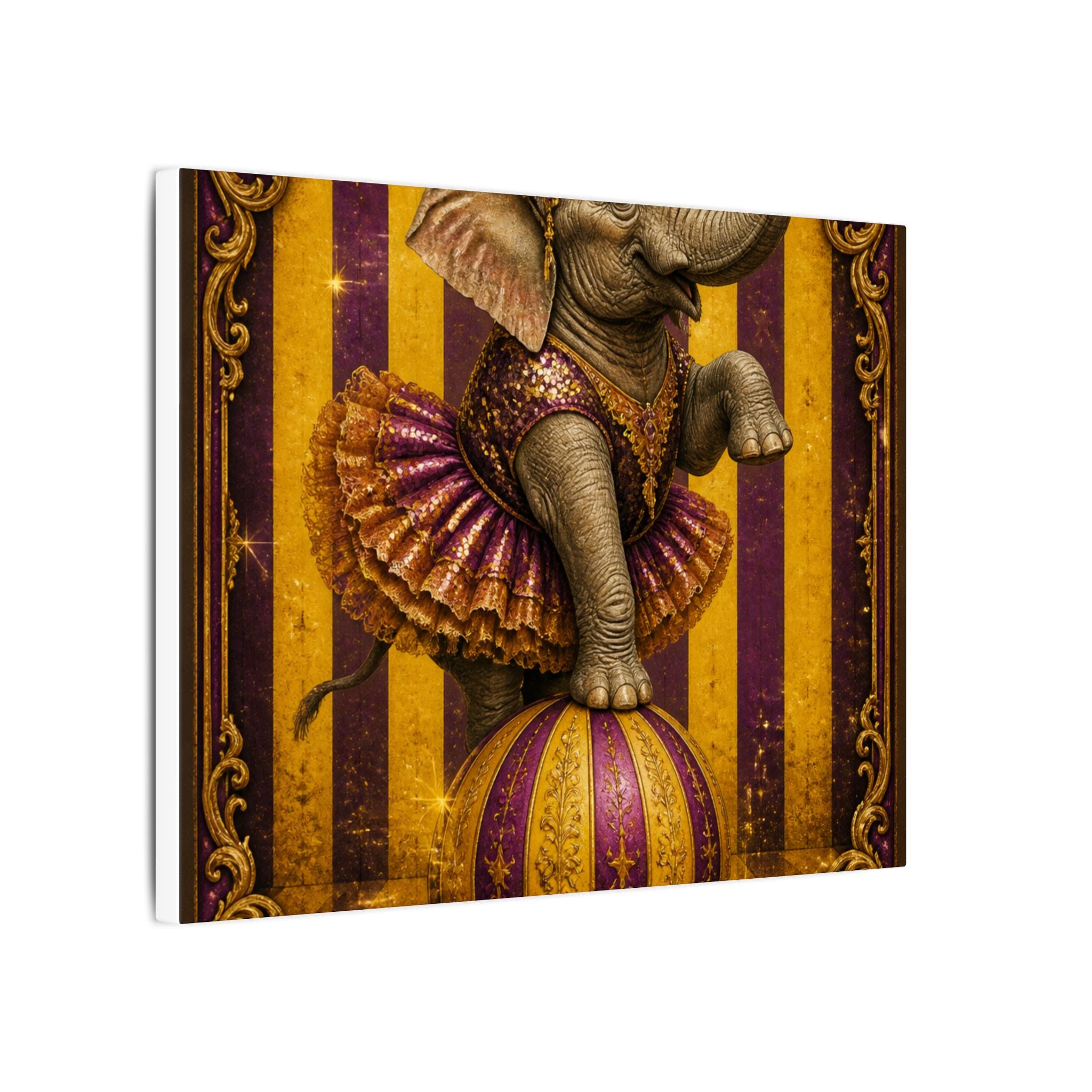 Elephant on Ball Wall Art Canvas 16×20 Baroque Home Office Decor Maximalist Print
