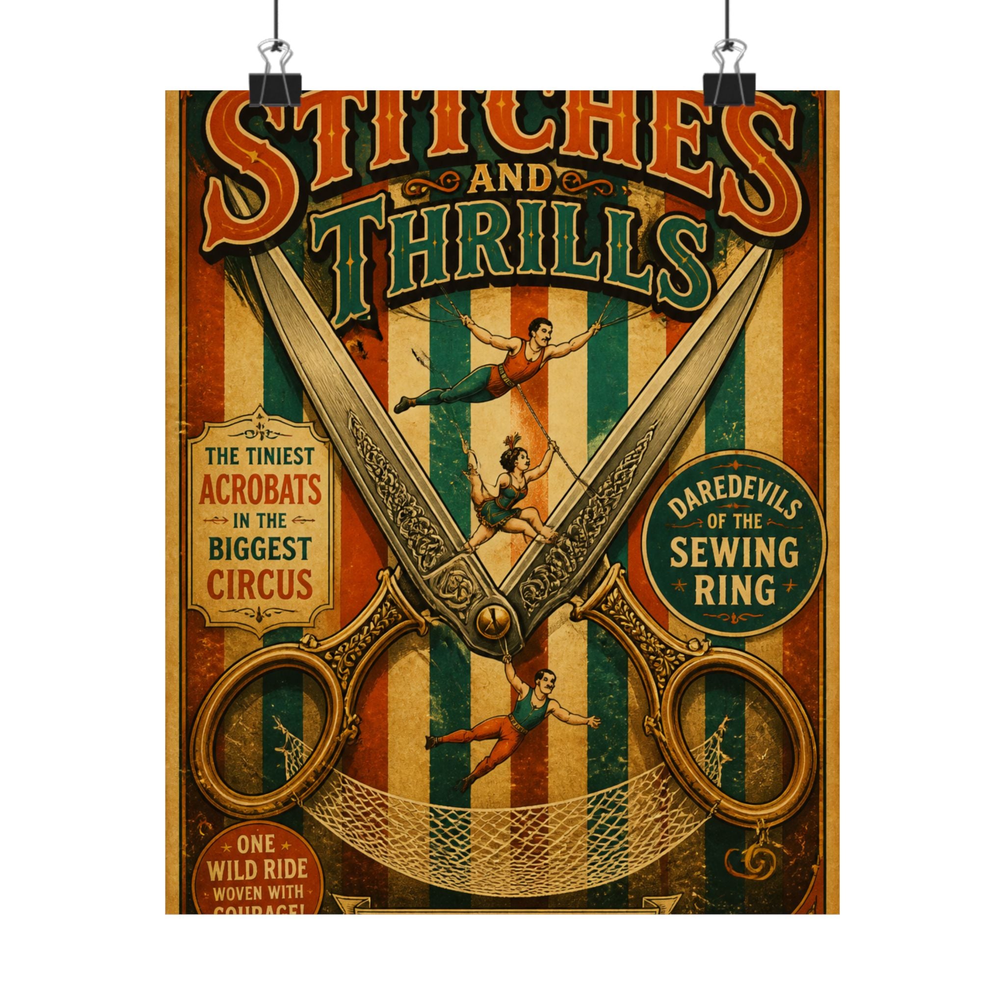 Giant Scissors Trapeze Wall Art Poster 24×36 Vintage Circus Bedroom Decor Maximalist Print