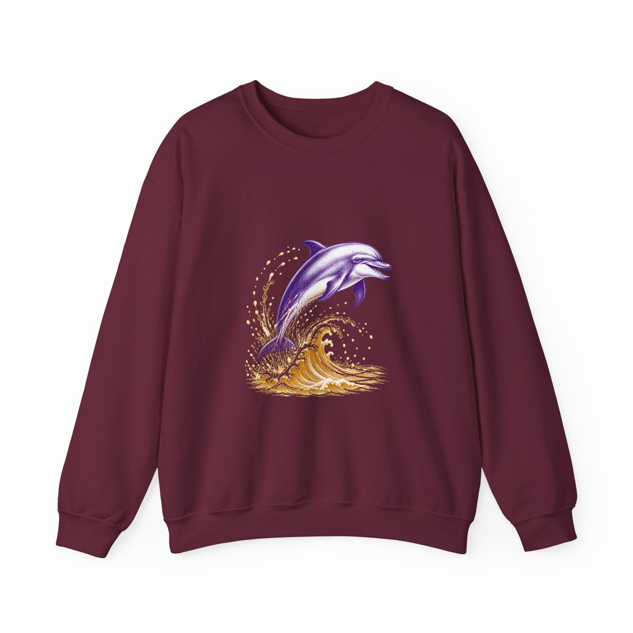 Matching Couple Sweatshirt - Shark & Dolphin Matching Couple Crewneck Sweatshirt Vintage Art His Hers Wedding Gift - Design B