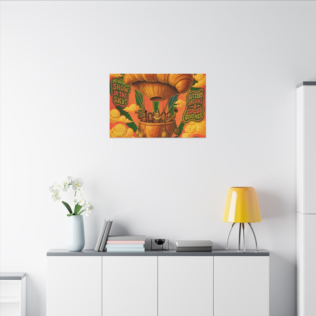 Croissant Hot Air Balloon Wall Art Canvas 24×36 Psychedelic Dining Room Decor Maximalist Print