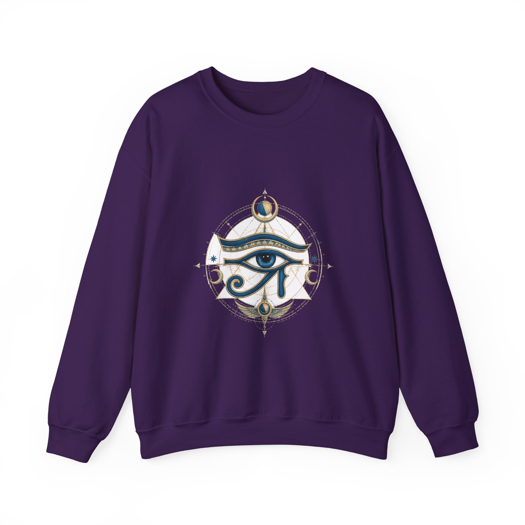 Matching Couple Sweatshirt - Eye of Ra & Horus Matching Couple Comfort Colors Crew Hand-Drawn Art His Hers Anniversary Gift - Design B