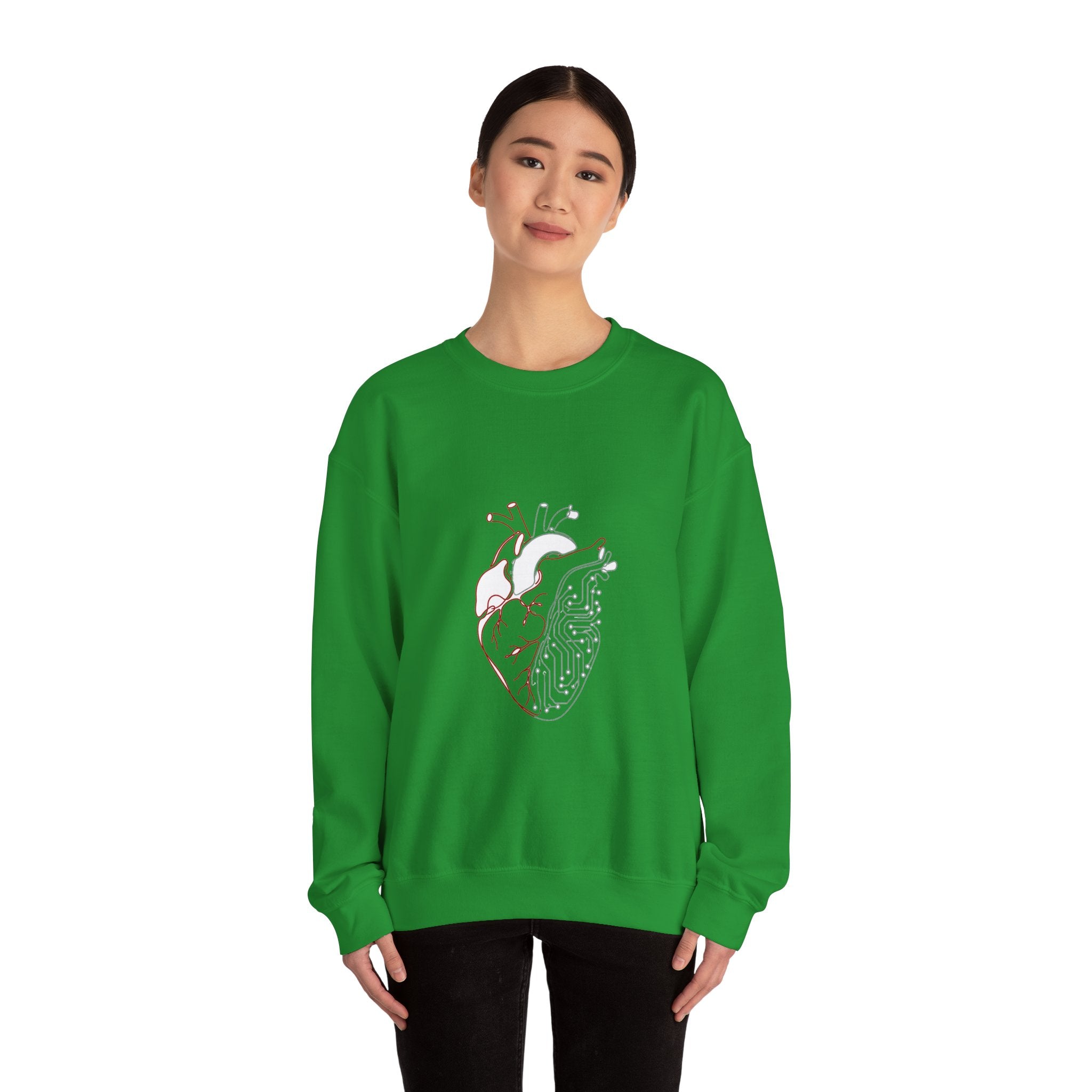 Matching Couple Sweatshirt - Robot & Heart Matching Couple Premium Fleece Sweatshirt Minimalist Art His Hers Christmas Gift - Design B