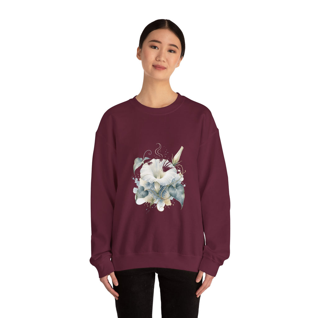 Matching Couple Sweatshirt - Sunflower & Moonflower Matching Couple Comfort Colors Crew Watercolor Art His Hers Birthday Gift - Design B
