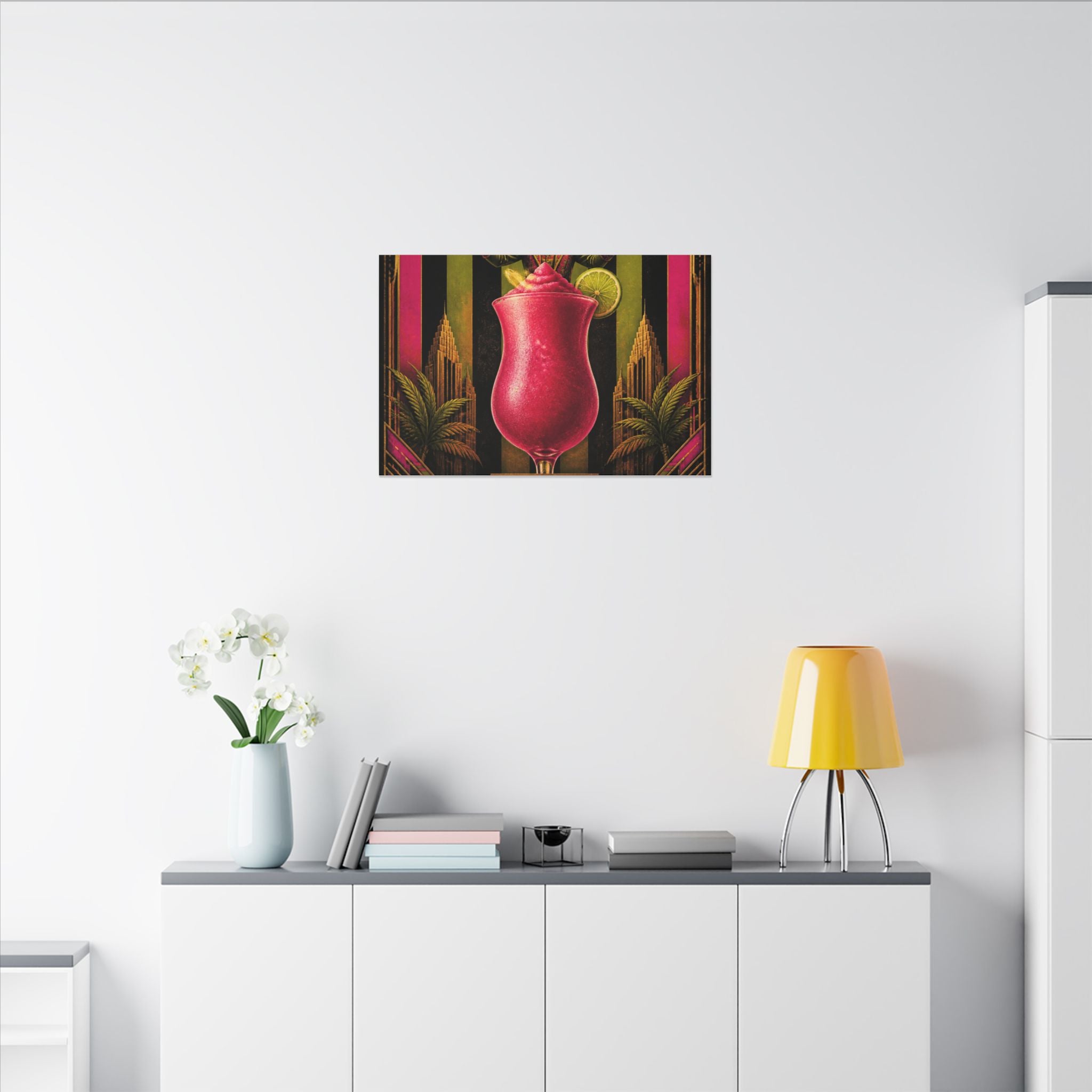 Daiquiri Fruit Juggler Wall Art Canvas 16×20 Art Deco Entryway Decor Maximalist Print