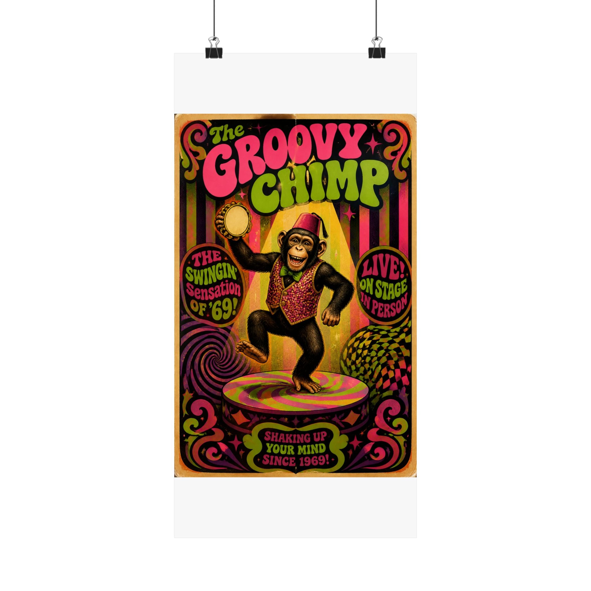 Dancing Monkey Wall Art Poster 18×24 Psychedelic Cafe Decor Maximalist Print