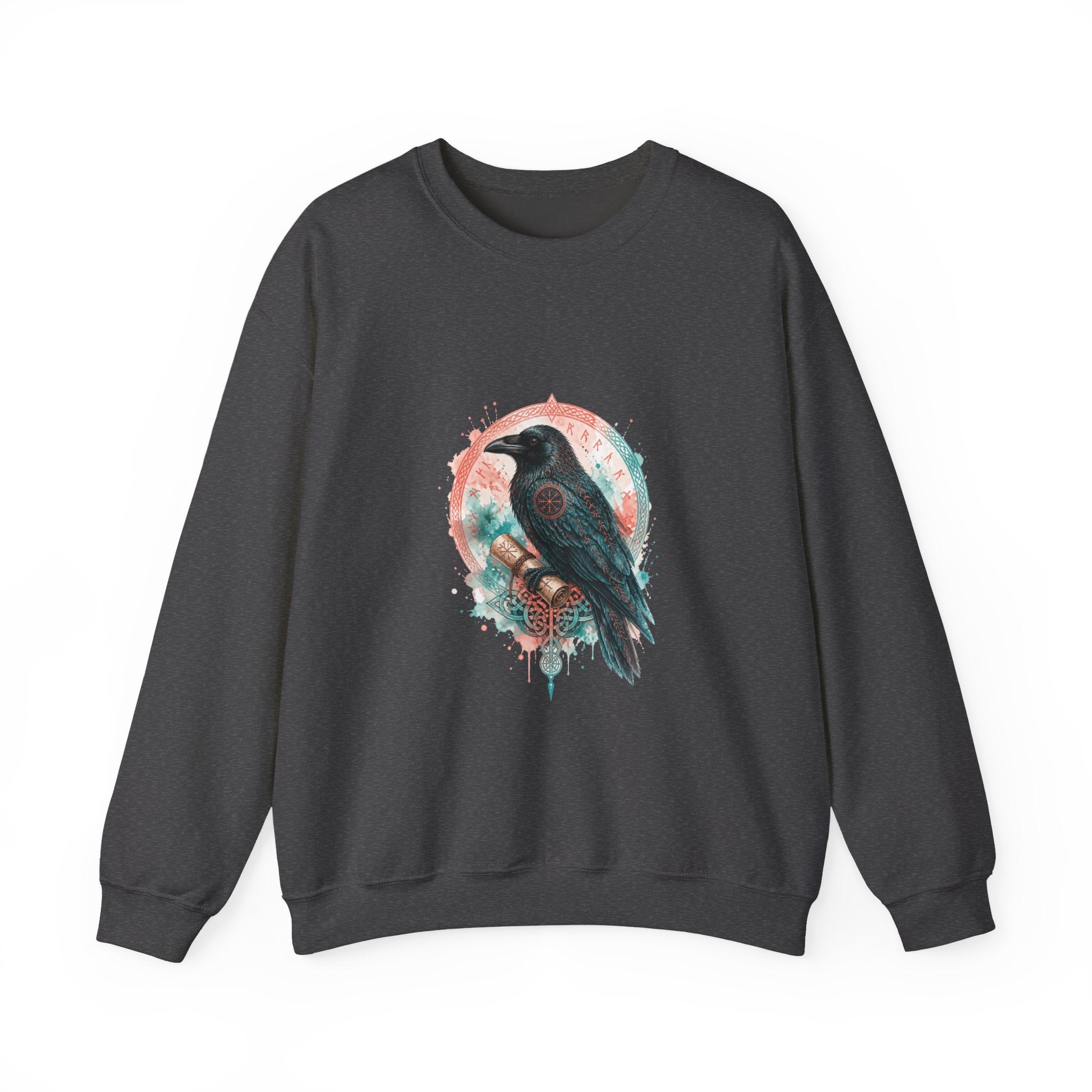 Matching Couple Sweatshirt - Huginn & Muninn Matching Couple Crewneck Sweatshirt Watercolor Art His Hers Engagement Gift - Design B