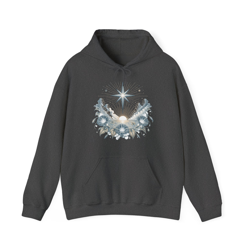 Matching Couple Sweatshirt - Evening & Morning Star Matching Couple Hooded Sweatshirt Vintage Art His Hers Wedding Gift - Design B