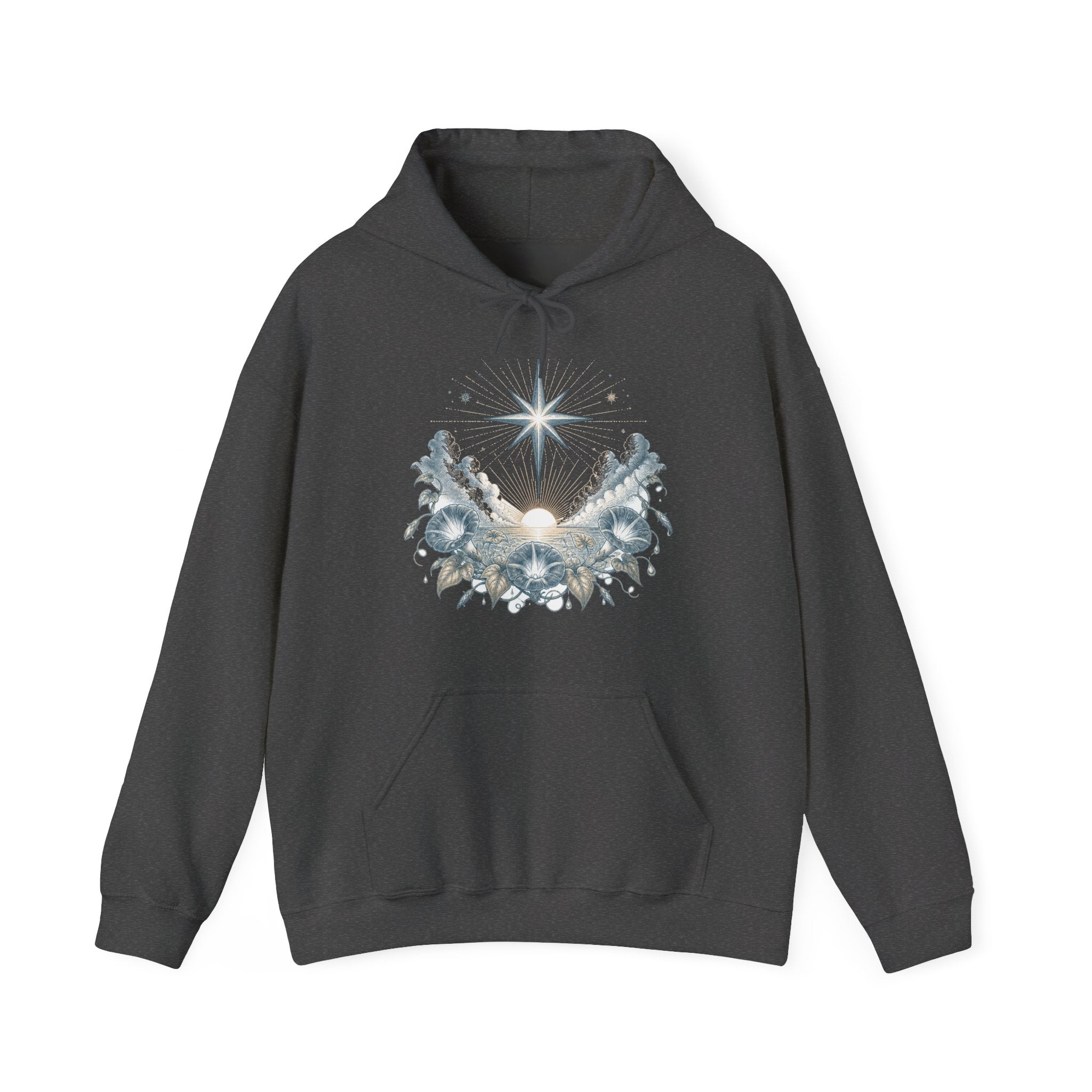 Matching Couple Sweatshirt - Evening & Morning Star Matching Couple Hooded Sweatshirt Vintage Art His Hers Wedding Gift - Design B