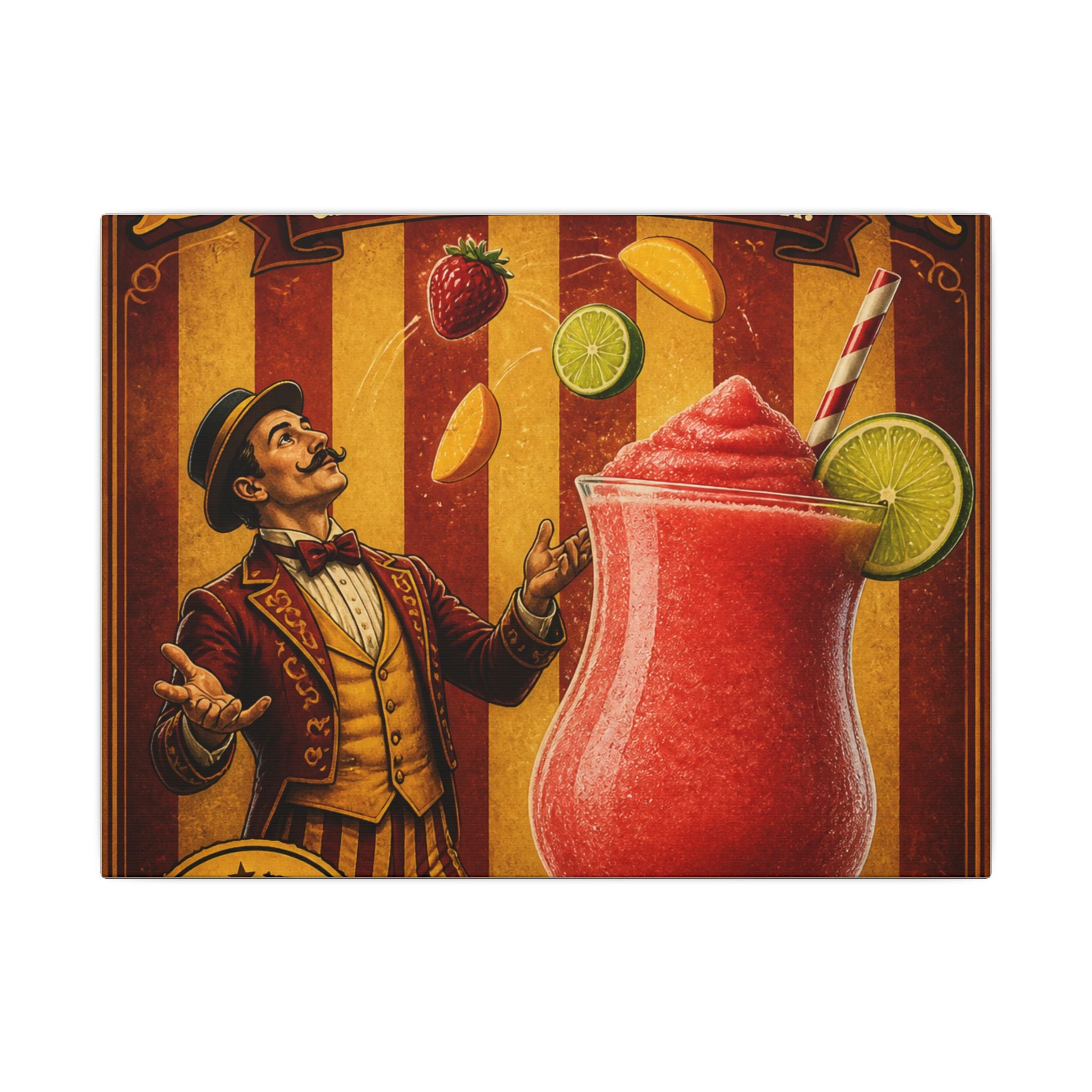 Daiquiri Fruit Juggler Wall Art Canvas 24×36 Vintage Circus Bedroom Decor Maximalist Print