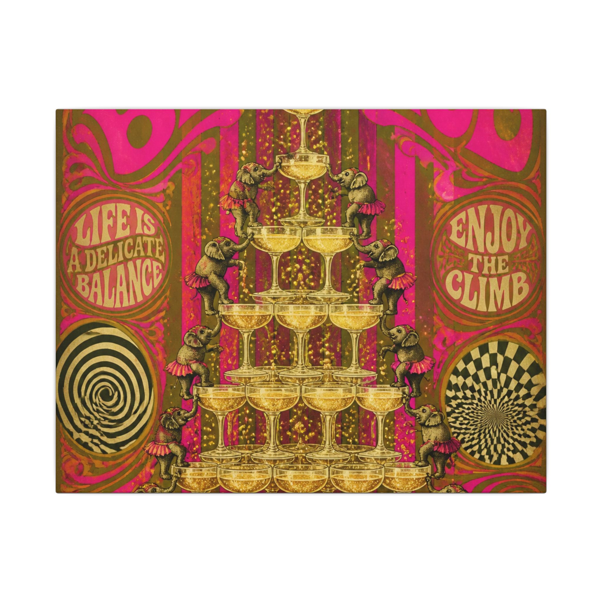 Champagne Tower Elephants Wall Art Canvas 16×20 Psychedelic Cafe Decor Maximalist Print