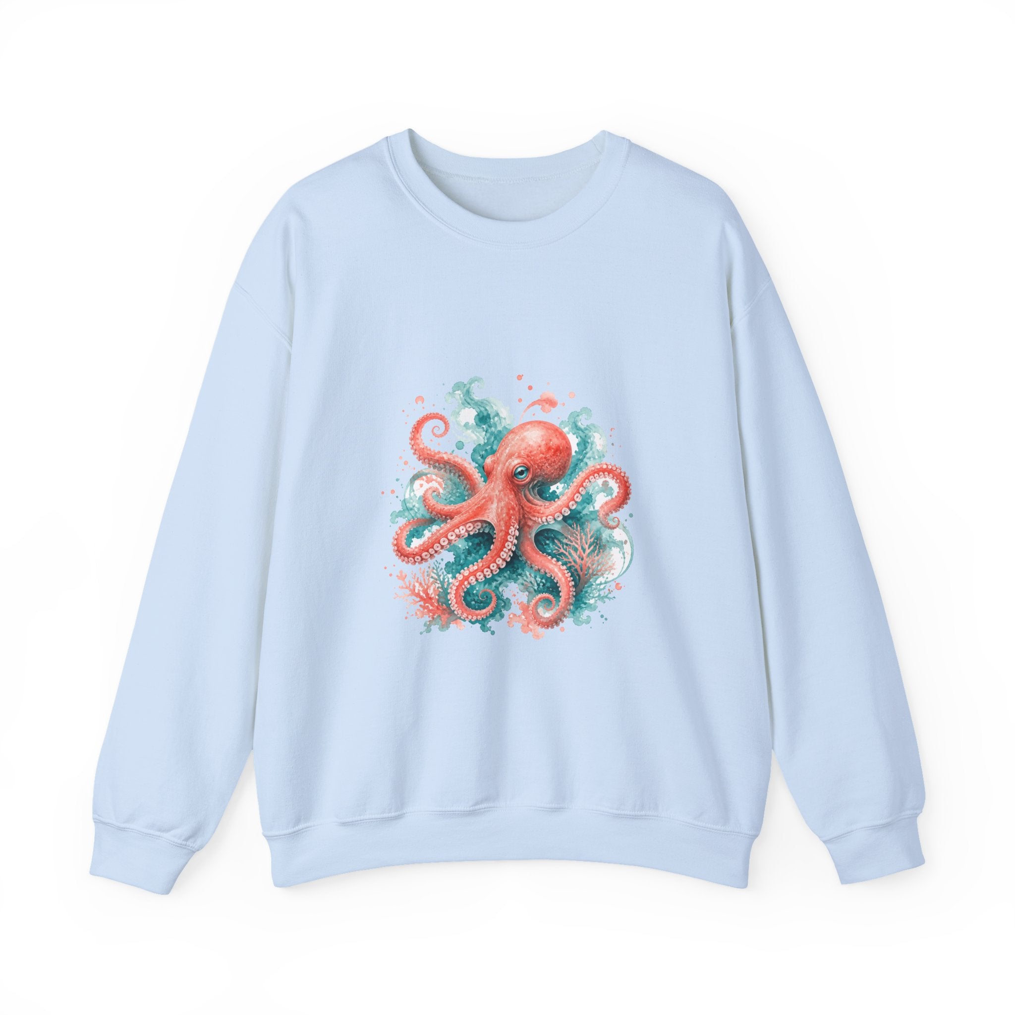 Matching Couple Sweatshirt - Octopus & Jellyfish Matching Couple Premium Fleece Sweatshirt Watercolor Art His Hers Birthday Gift - Design A