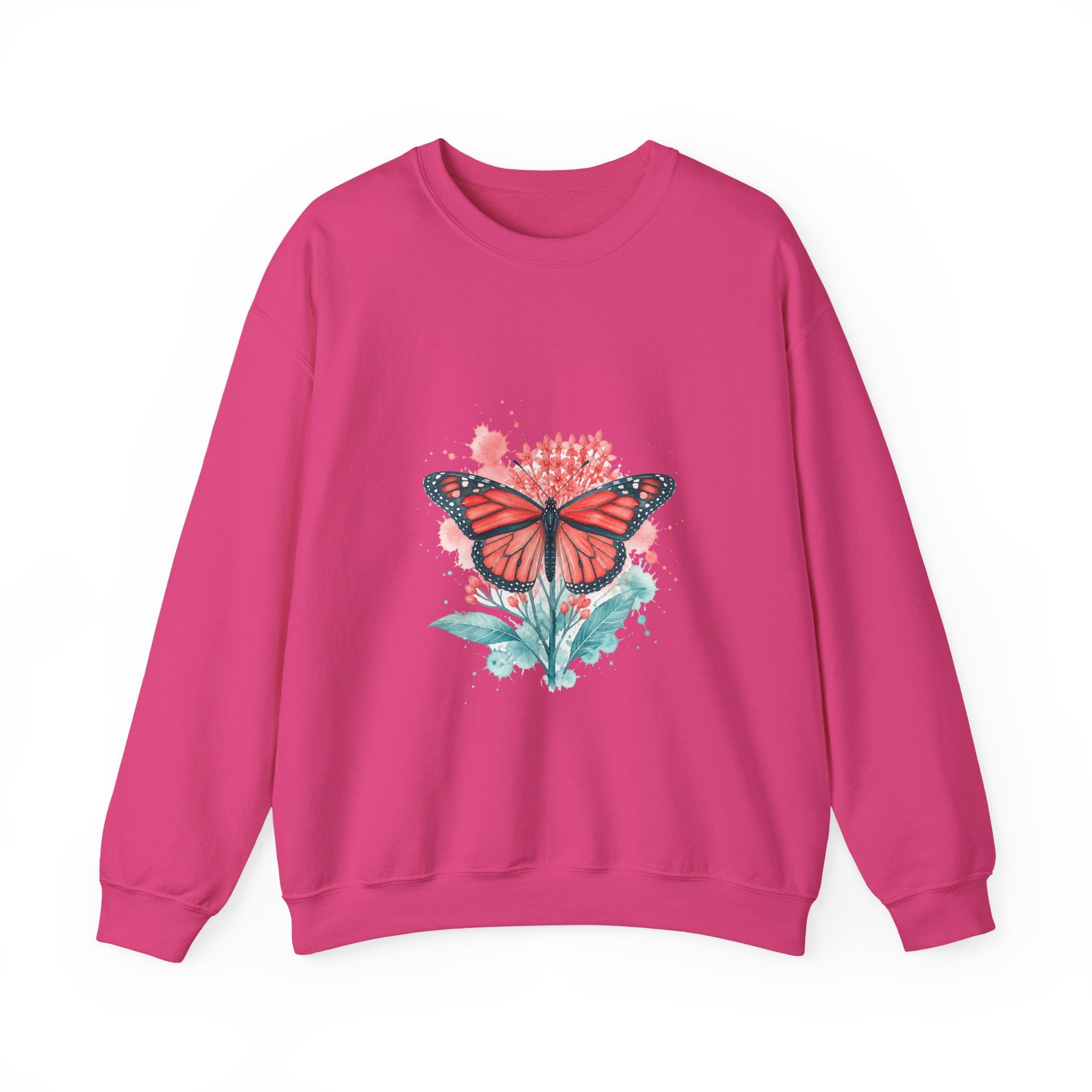 Matching Couple Sweatshirt - Butterfly & Moth Matching Couple Crewneck Sweatshirt Watercolor Art His Hers Engagement Gift - Design A