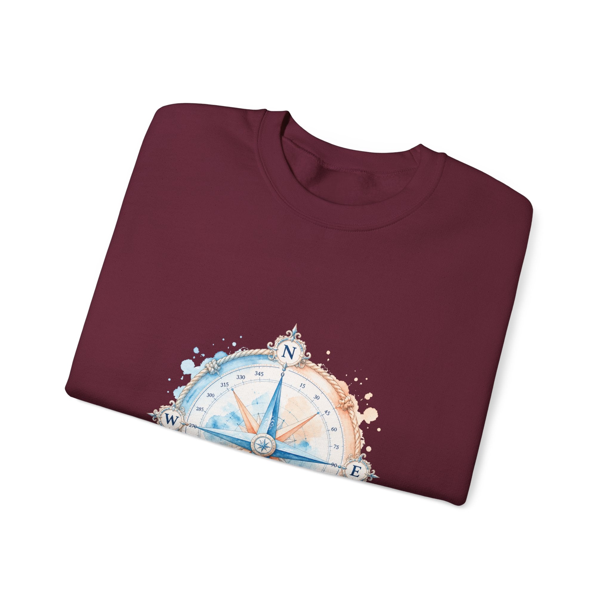 Matching Couple Sweatshirt - Compass North & South Matching Couple Premium Fleece Sweatshirt Watercolor Art His Hers Birthday Gift - Design A