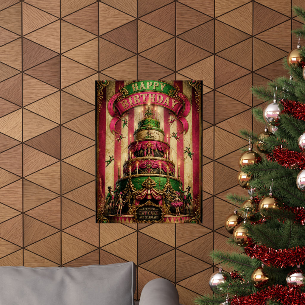 Birthday Cake Trapeze Wall Art Poster 18×24 Baroque Home Office Decor Maximalist Print