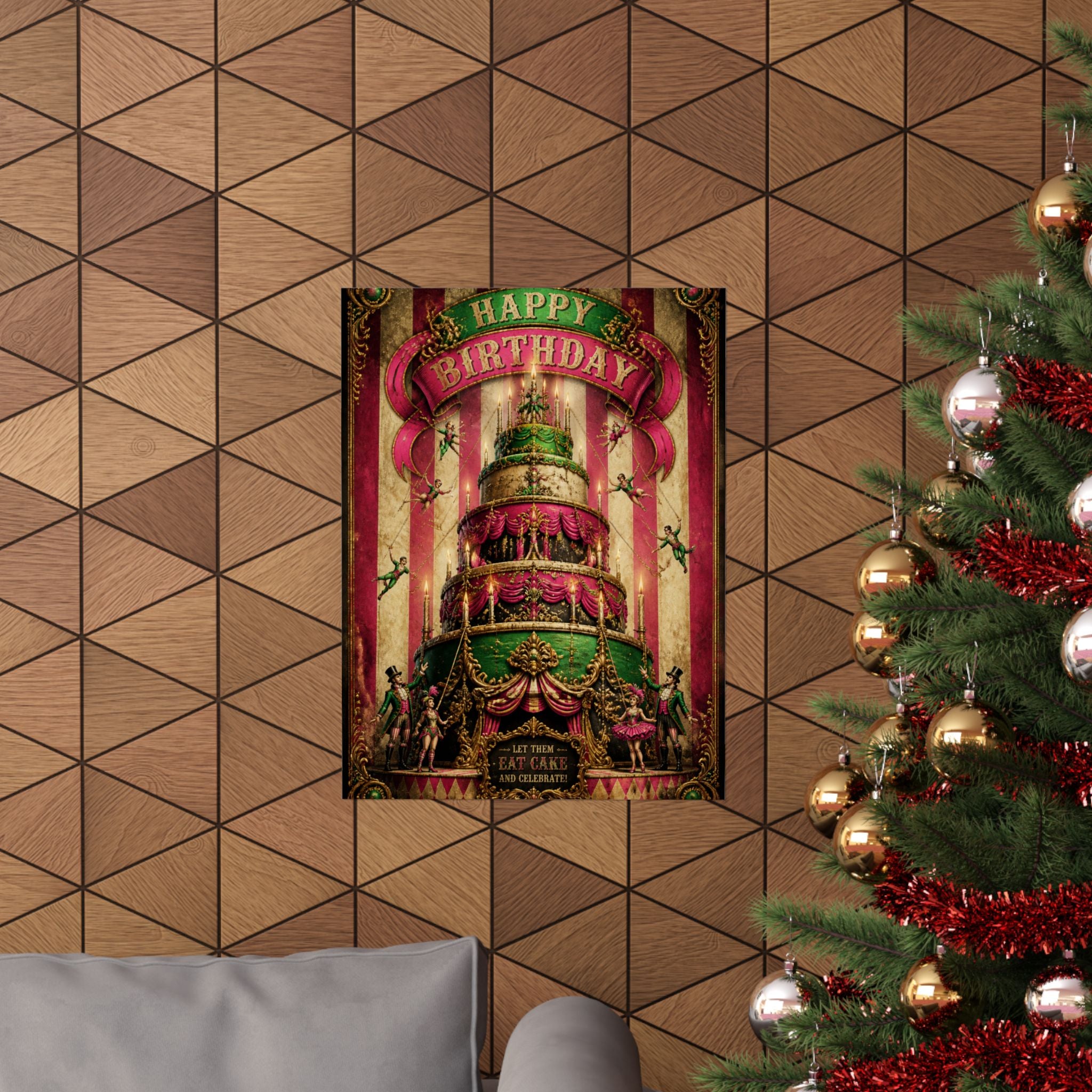 Birthday Cake Trapeze Wall Art Poster 18×24 Baroque Home Office Decor Maximalist Print