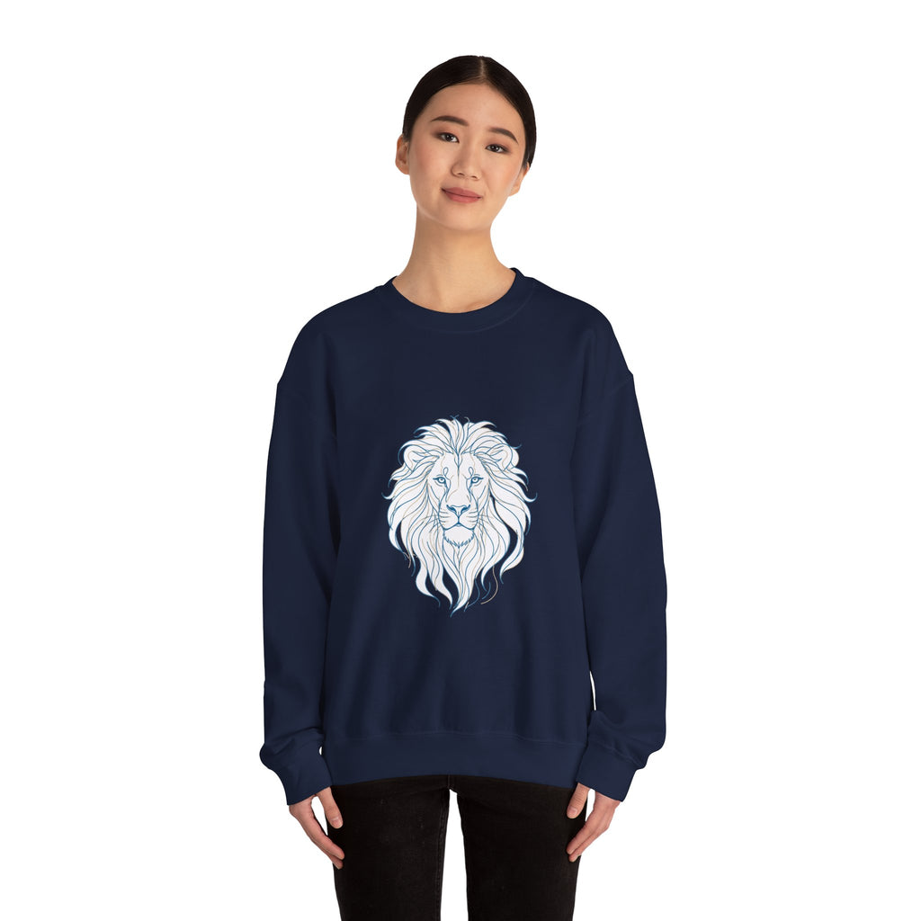 Matching Couple Sweatshirt - Lion & Lamb Matching Couple Crewneck Sweatshirt Minimalist Art His Hers Valentine Gift - Design A