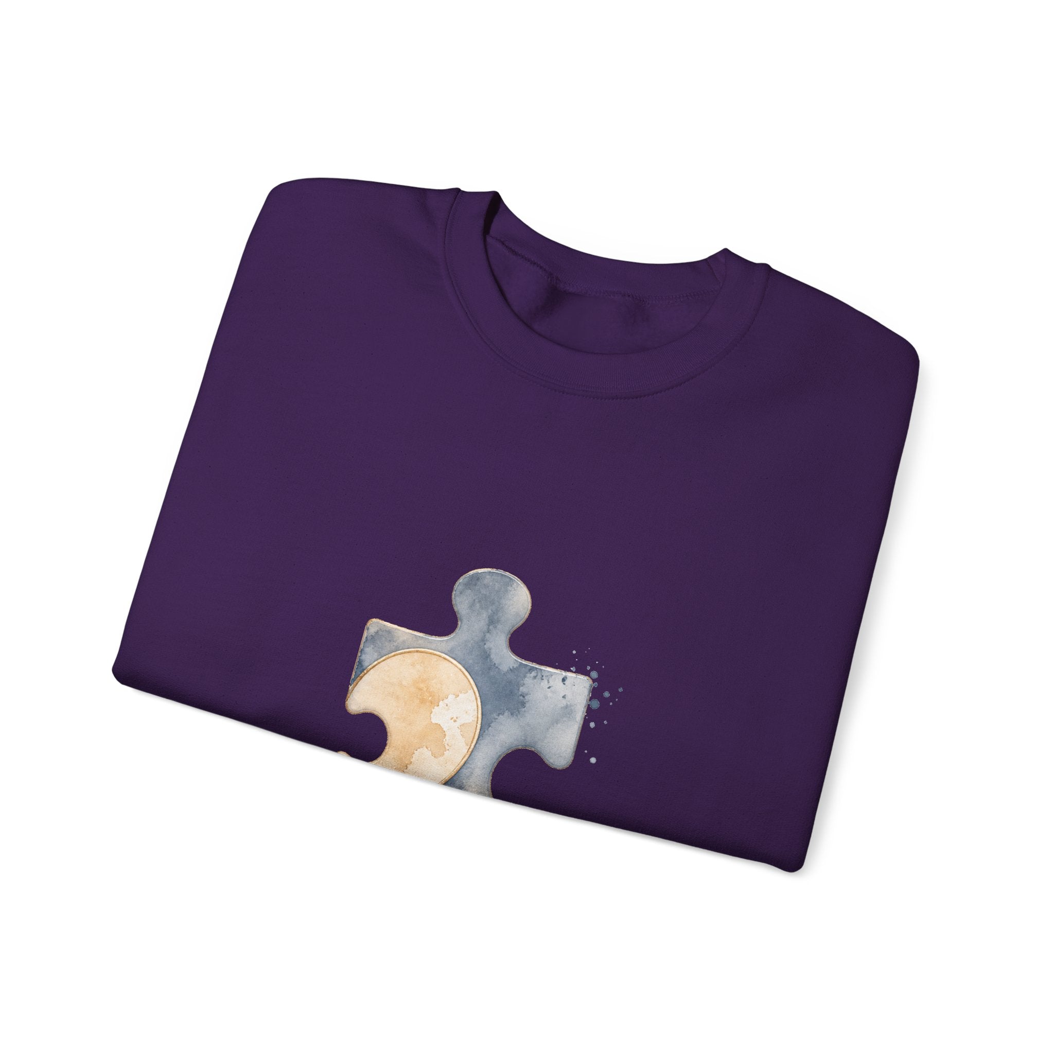 Matching Couple Sweatshirt - Puzzle Pieces Matching Couple Premium Fleece Sweatshirt Watercolor Art His Hers Birthday Gift - Design B
