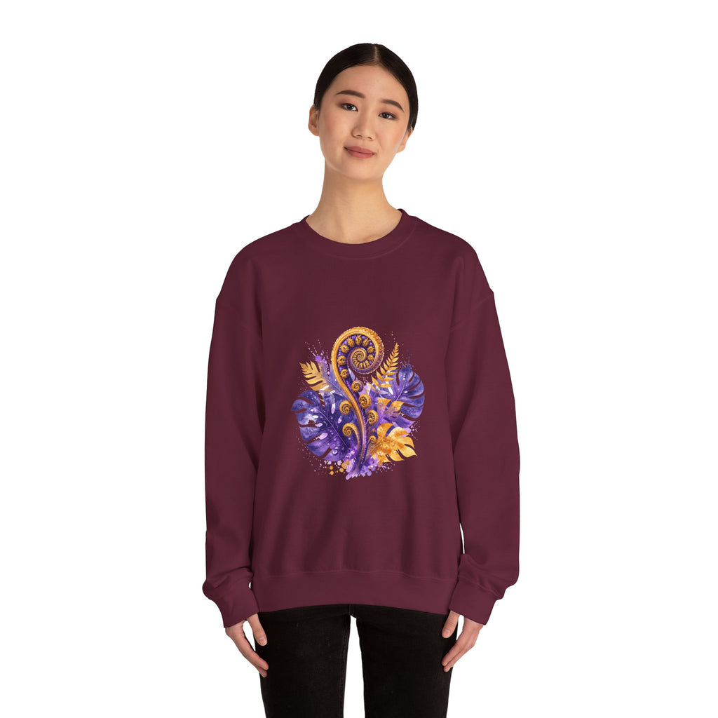 Matching Couple Sweatshirt - Desert & Rainforest Matching Couple Crewneck Sweatshirt Watercolor Art His Hers Engagement Gift - Design B
