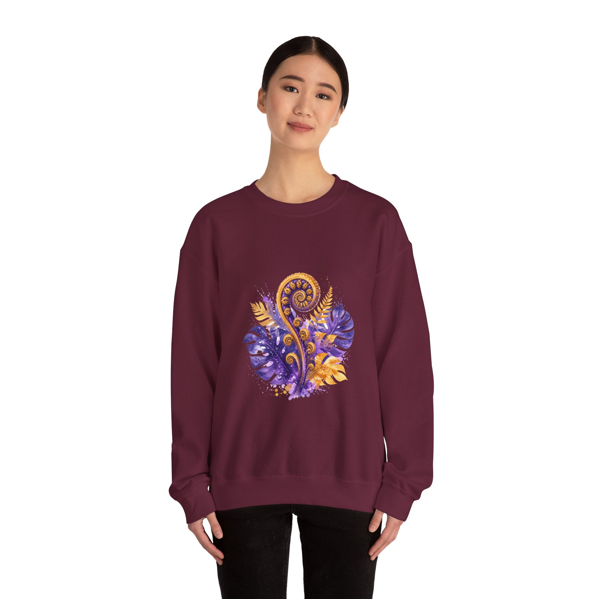 Matching Couple Sweatshirt - Desert & Rainforest Matching Couple Crewneck Sweatshirt Watercolor Art His Hers Engagement Gift - Design B