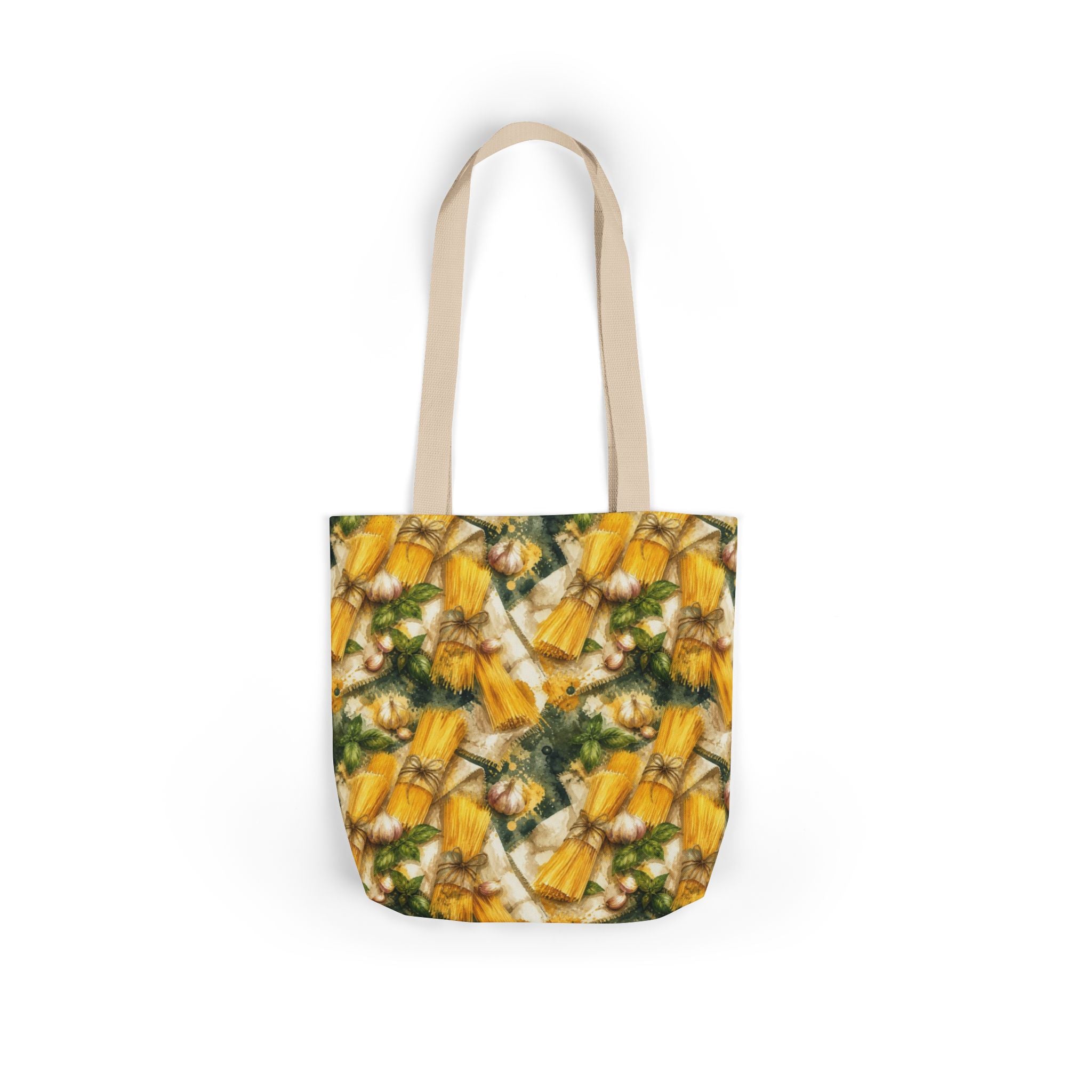Spaghetti Bundle Canvas Tote Bag Mediterranean Kitchen Watercolor Splash Design Italian Cottagecore Gift