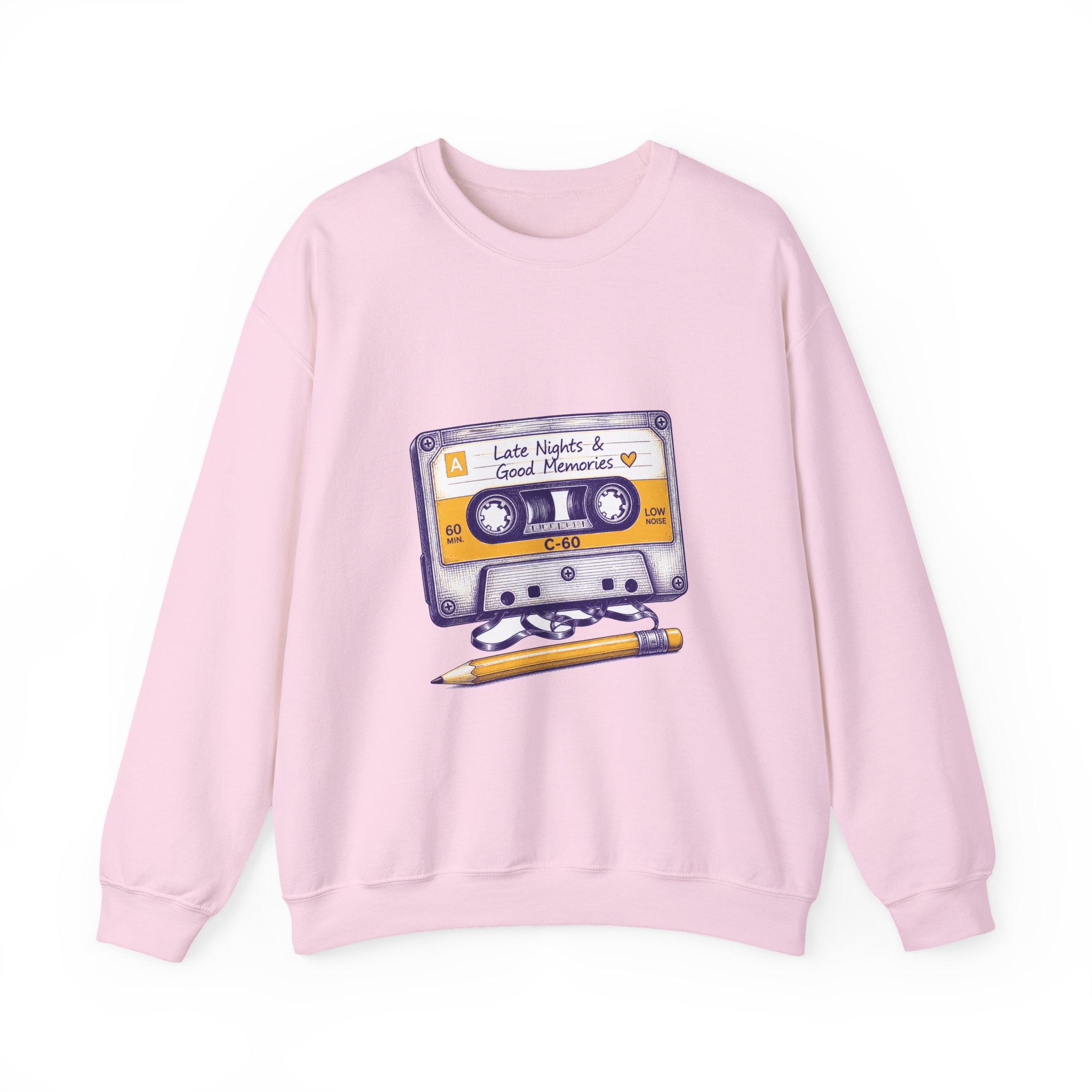 Matching Couple Sweatshirt - Vinyl & Cassette Matching Couple Premium Fleece Sweatshirt Hand-Drawn Art His Hers Anniversary Gift - Design B