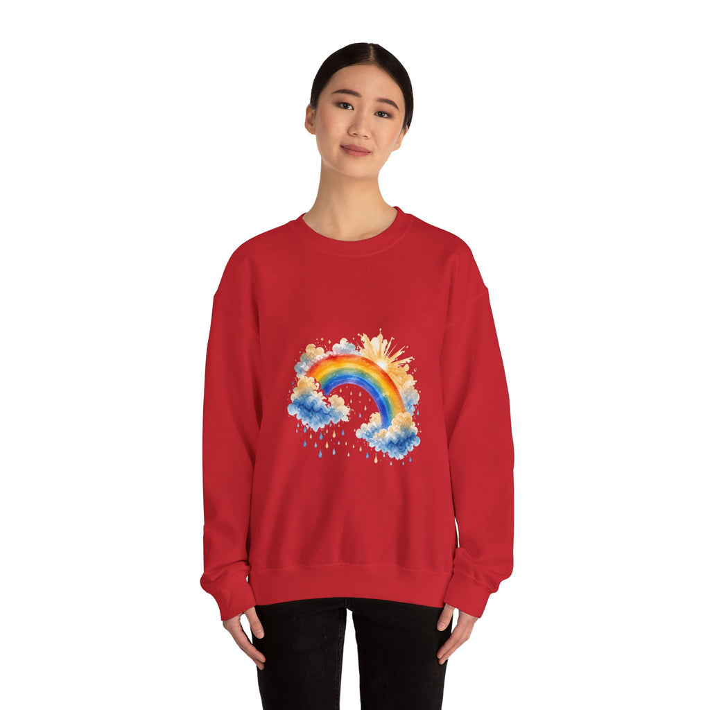 Matching Couple Sweatshirt - Storm & Rainbow Matching Couple Comfort Colors Crew Watercolor Art His Hers Birthday Gift - Design B