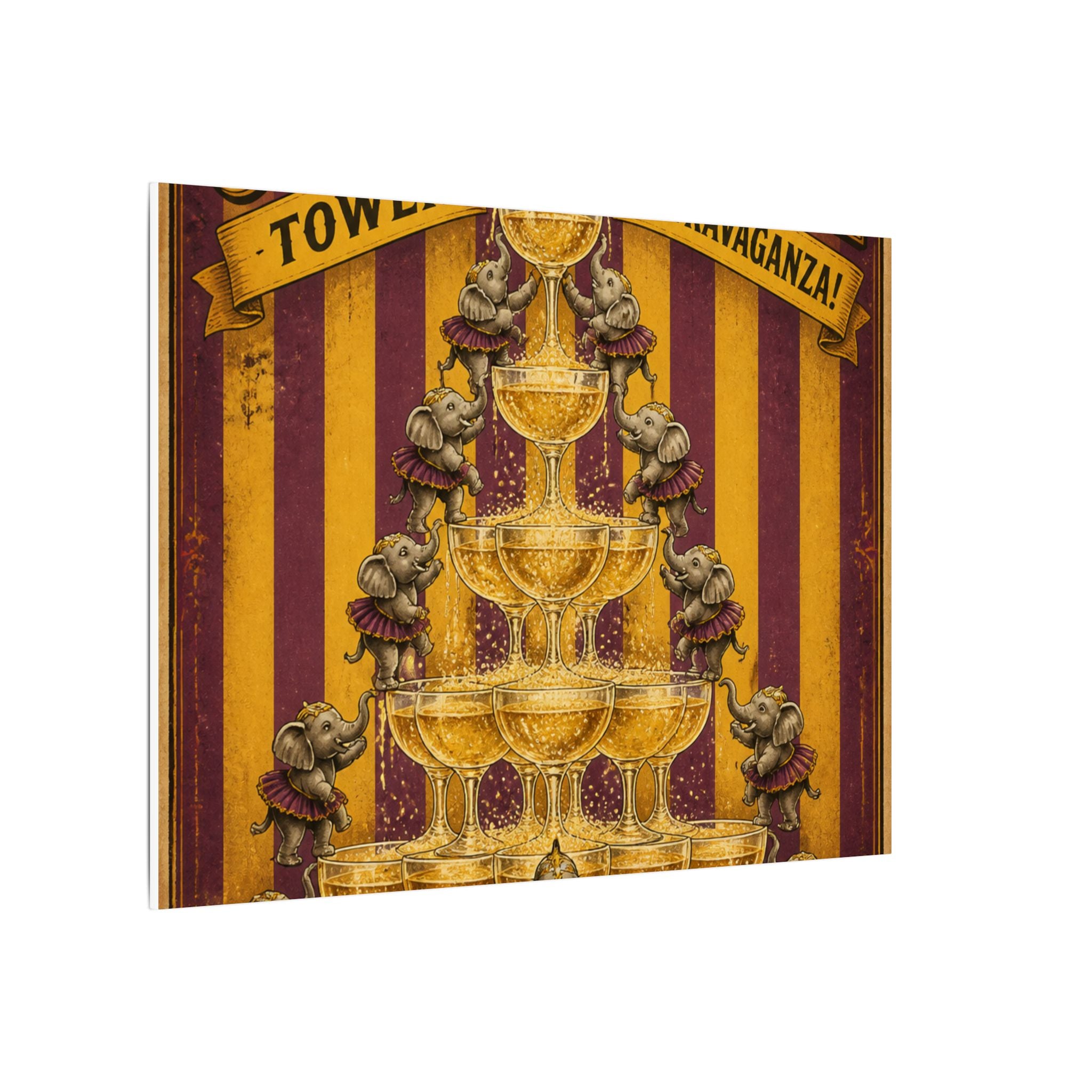 Champagne Tower Elephants Wall Art Canvas 24×36 Vintage Circus Bedroom Decor Maximalist Print