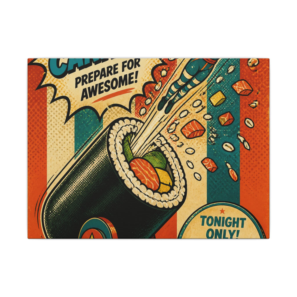 Sushi Roll Cannon Wall Art Canvas 16×20 Pop Art Living Room Decor Maximalist Print