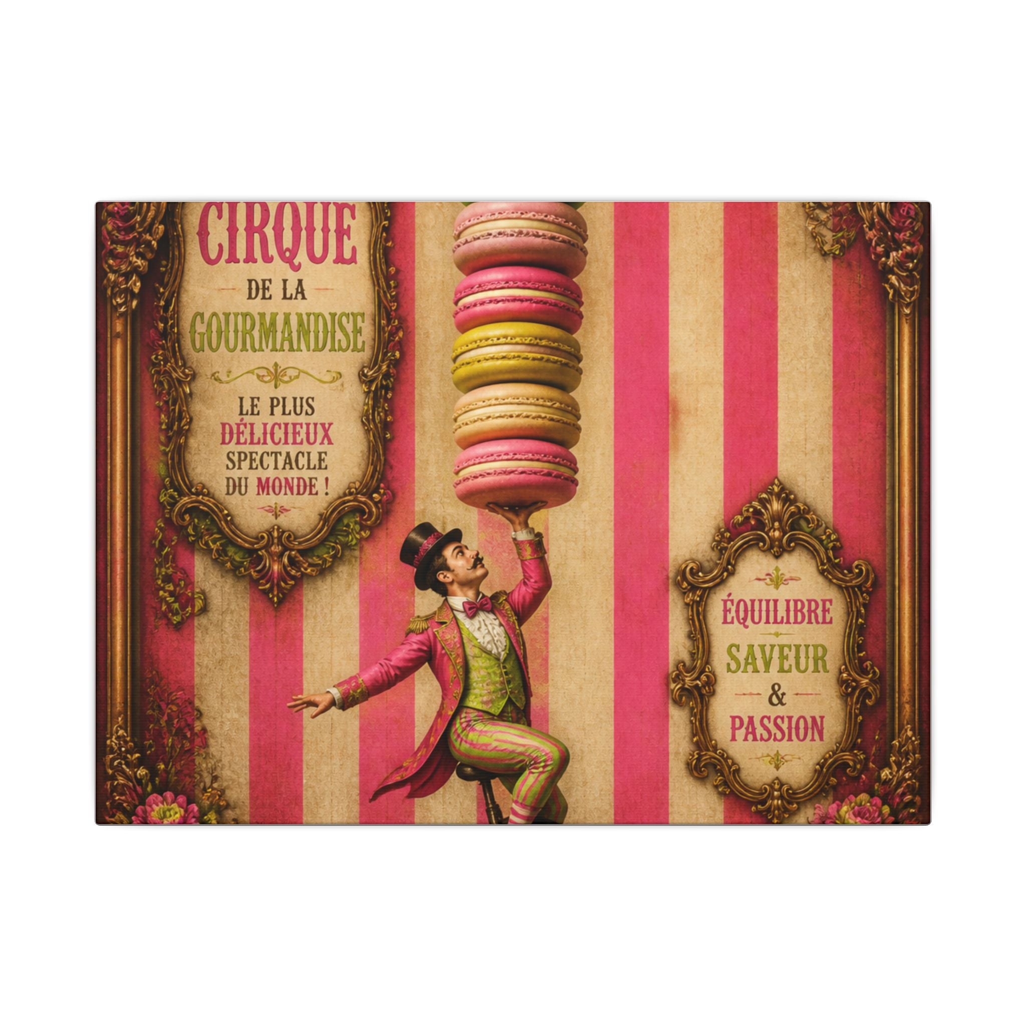 Macaron Balancing Tower Wall Art Canvas 16×20 Baroque Home Office Decor Maximalist Print