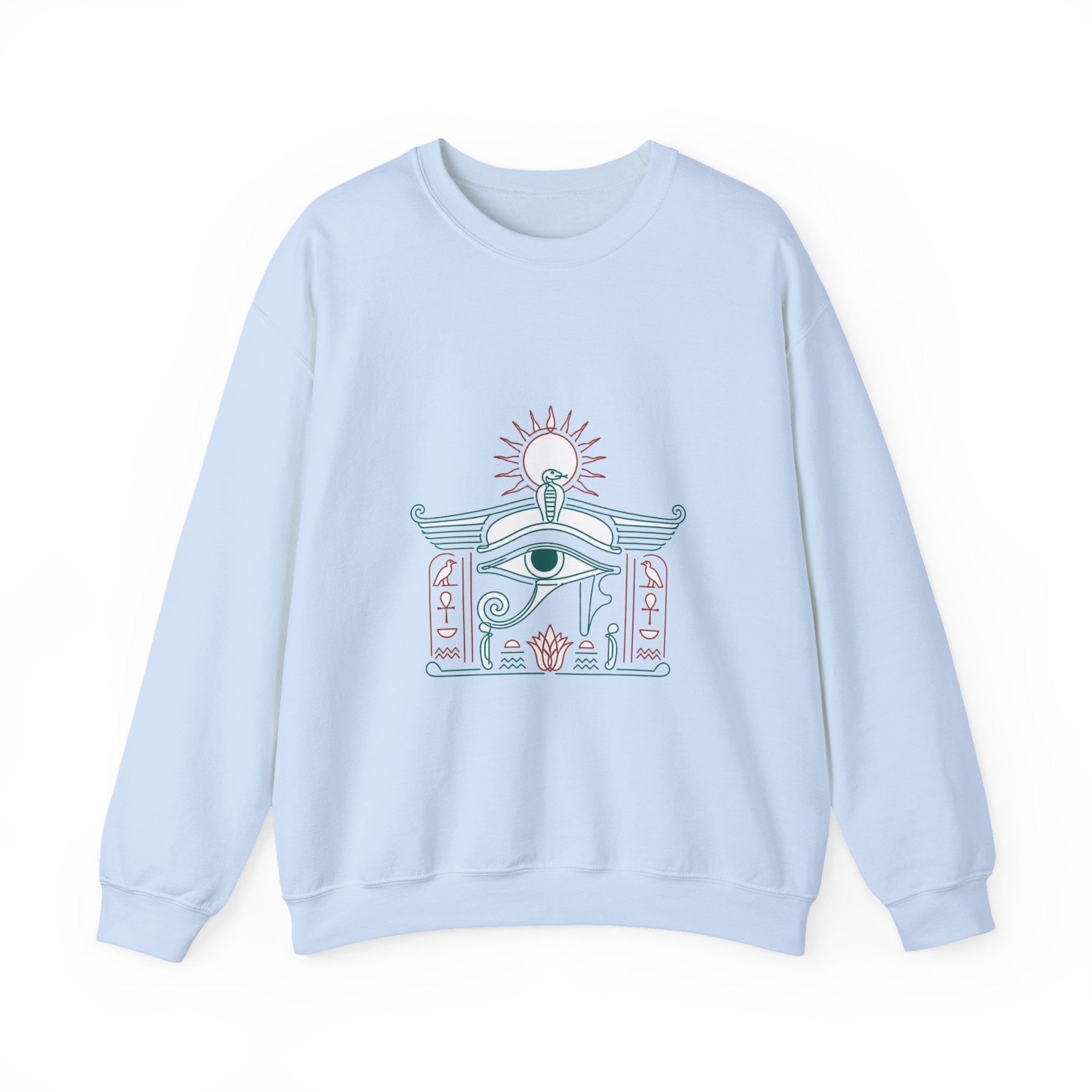 Matching Couple Sweatshirt - Eye of Ra & Horus Matching Couple Crewneck Sweatshirt Minimalist Art His Hers Valentine Gift - Design A