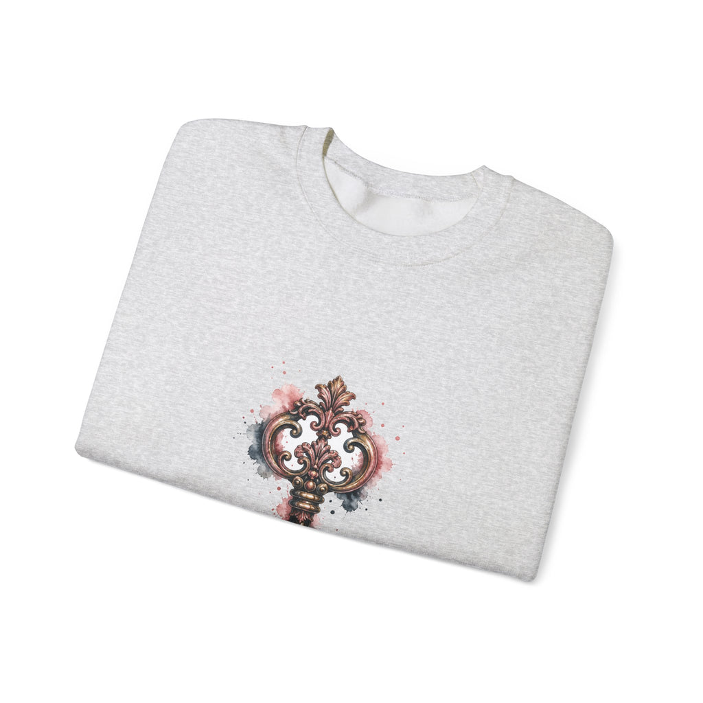 Matching Couple Sweatshirt - Key & Lock Matching Couple Comfort Colors Crew Watercolor Art His Hers Birthday Gift - Design A