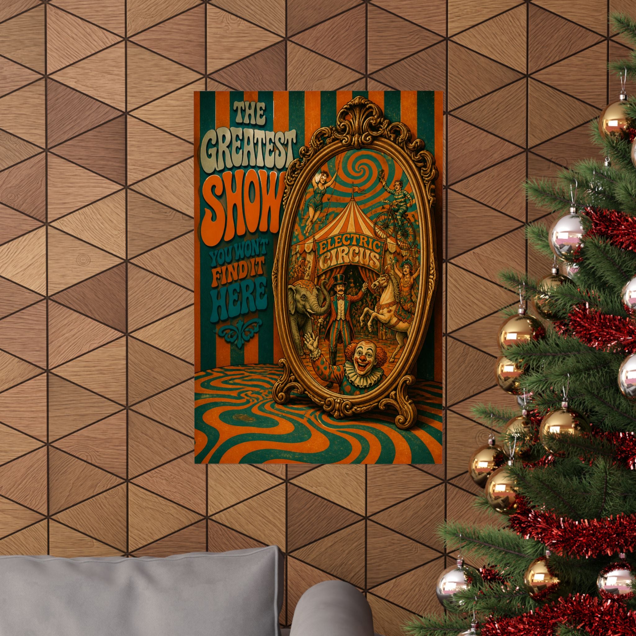 Vintage Mirror Circus Wall Art Poster 24×36 Psychedelic Dining Room Decor Maximalist Print