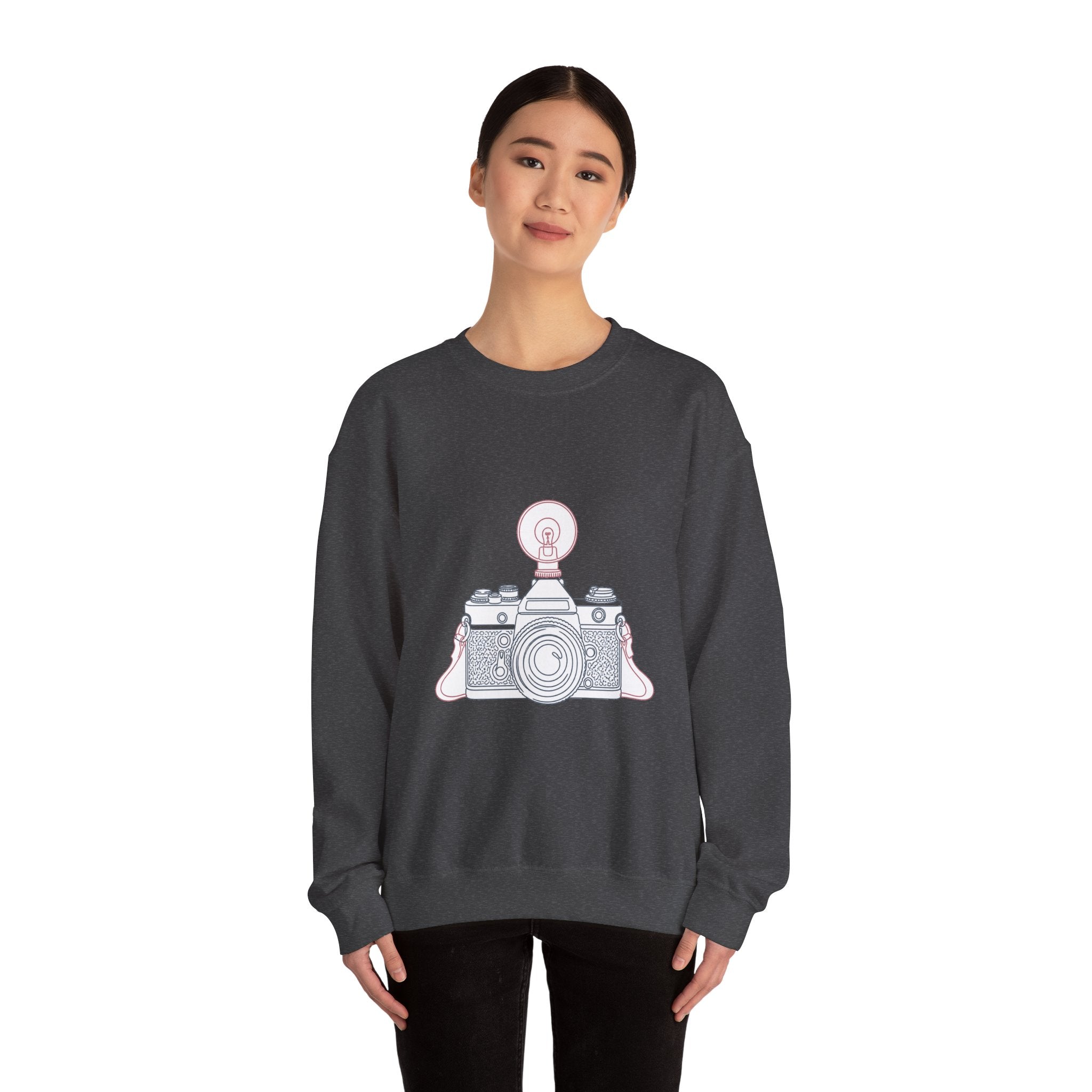 Matching Couple Sweatshirt - Camera & Film Matching Couple Comfort Colors Crew Minimalist Art His Hers Christmas Gift - Design A
