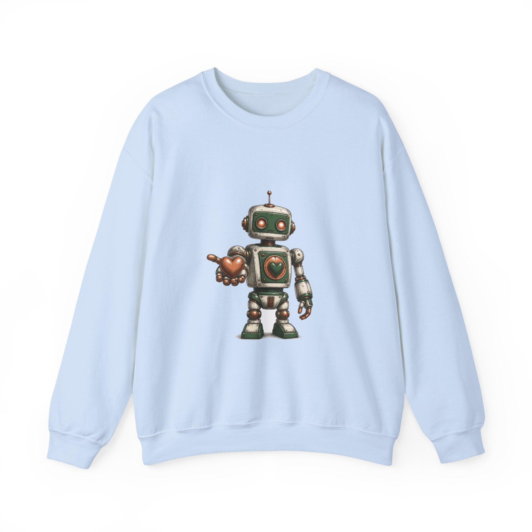 Matching Couple Sweatshirt - Robot & Heart Matching Couple Crewneck Sweatshirt Hand-Drawn Art His Hers Best Friend Gift - Design A
