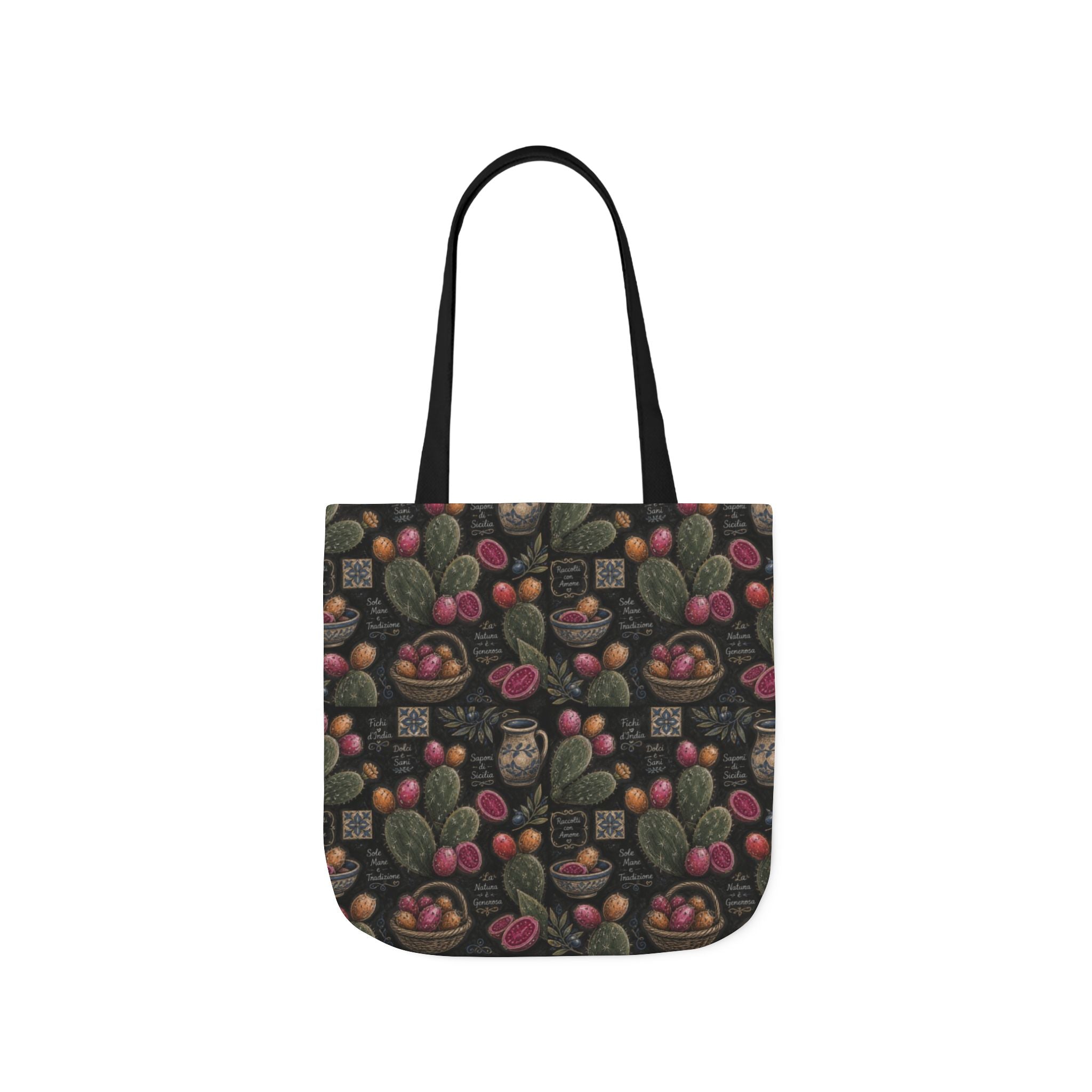 Prickly Pear Cactus Fruit Canvas Tote Bag Mediterranean Kitchen Chalk Art Design Italian Cottagecore Gift