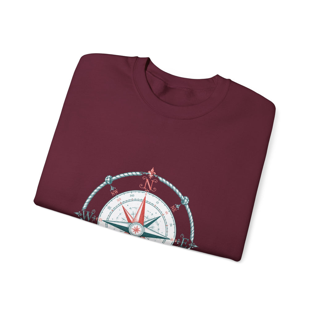 Matching Couple Sweatshirt - Compass North & South Matching Couple Premium Fleece Sweatshirt Hand-Drawn Art His Hers Anniversary Gift - Design A