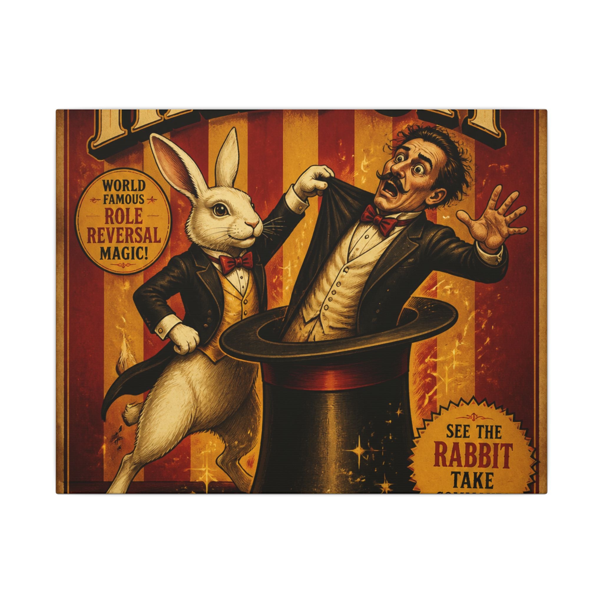 Magic Hat Rabbit Wall Art Canvas 24×36 Vintage Circus Bedroom Decor Maximalist Print