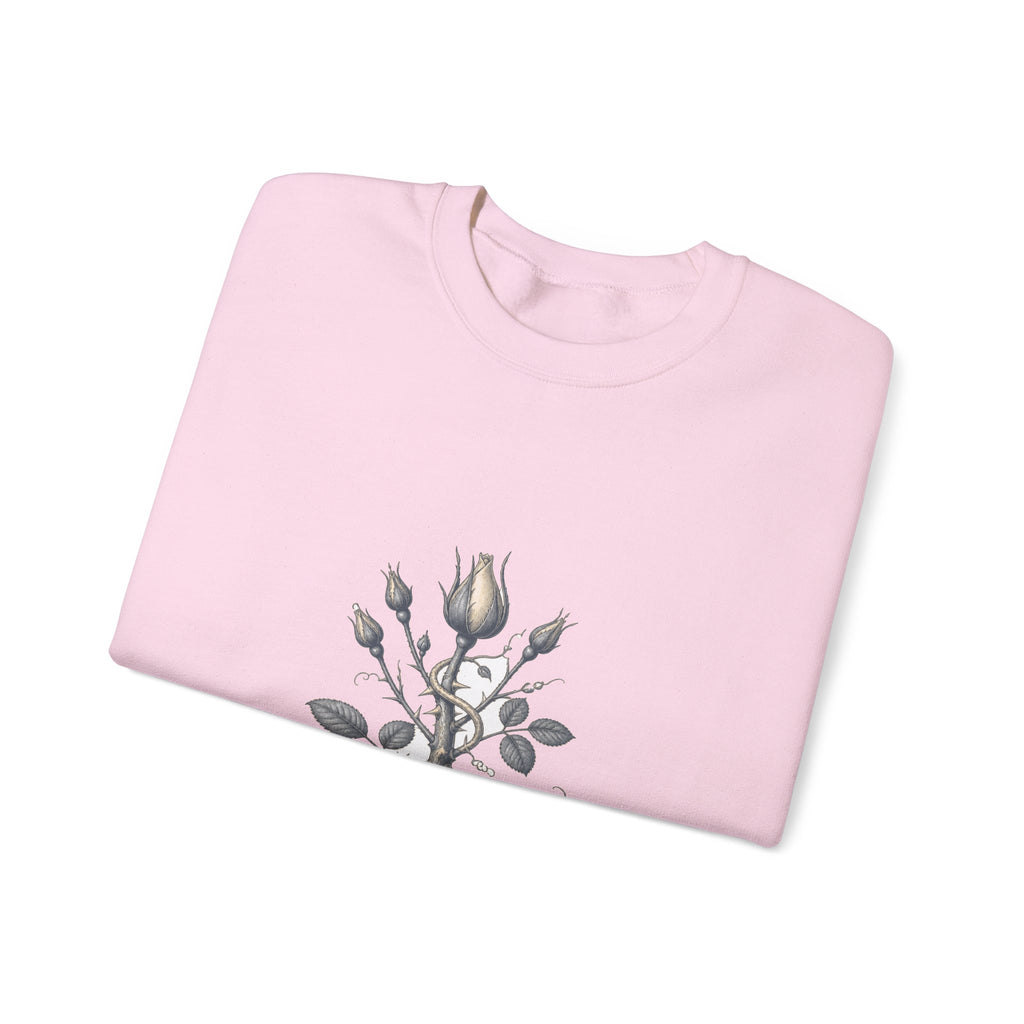 Matching Couple Sweatshirt - Rose & Thorn Matching Couple Crewneck Sweatshirt Vintage Art His Hers Wedding Gift - Design B