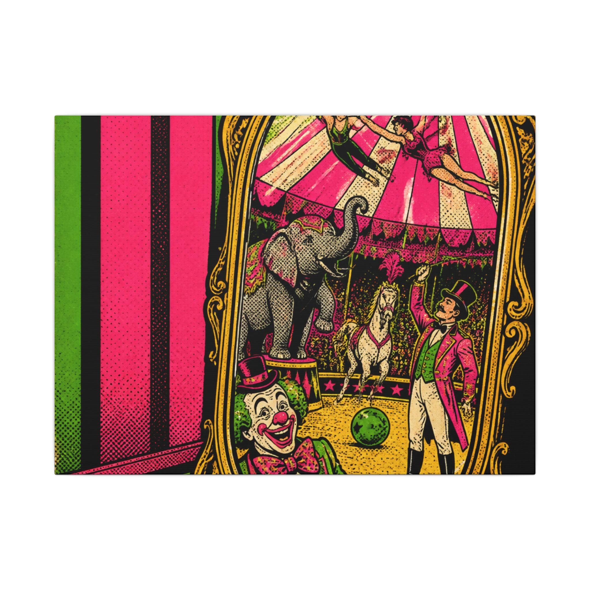 Vintage Mirror Circus Wall Art Canvas 24×36 Pop Art Restaurant Decor Maximalist Print
