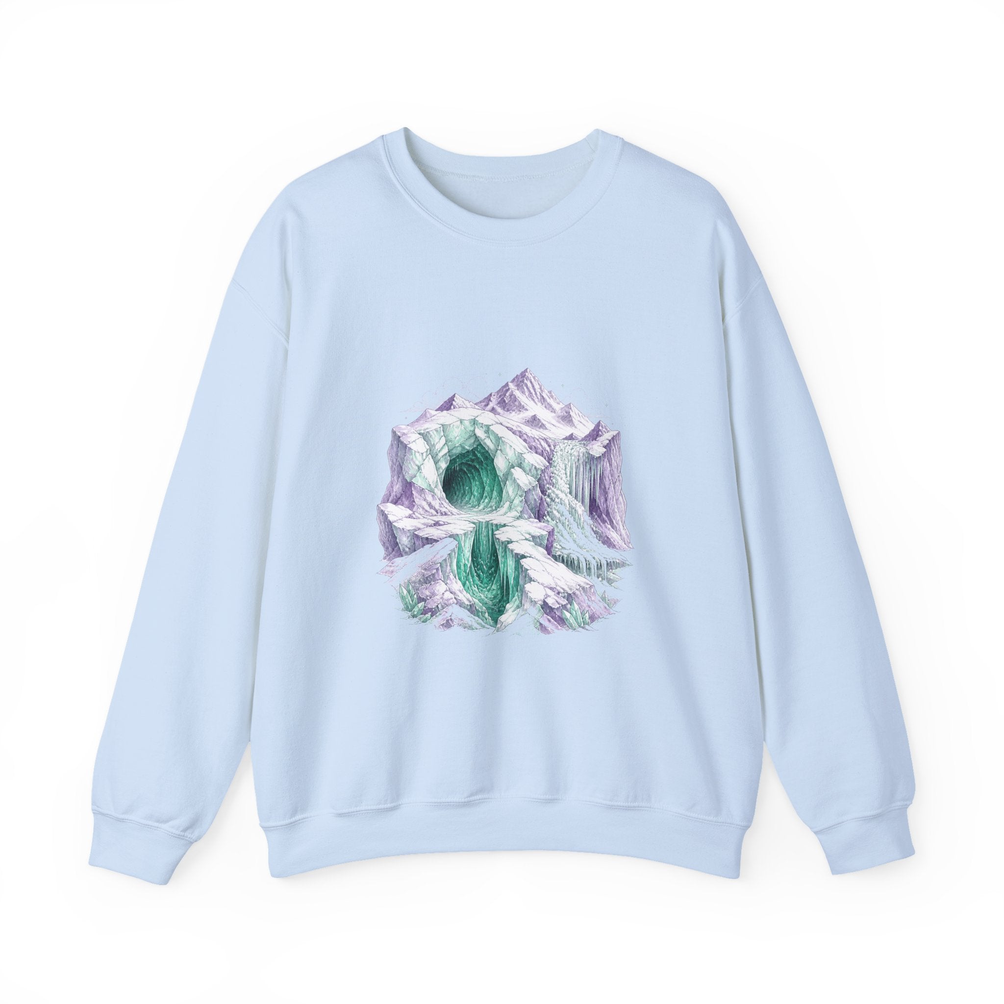 Matching Couple Sweatshirt - Volcano & Glacier Matching Couple Premium Fleece Sweatshirt Hand-Drawn Art His Hers Anniversary Gift - Design B