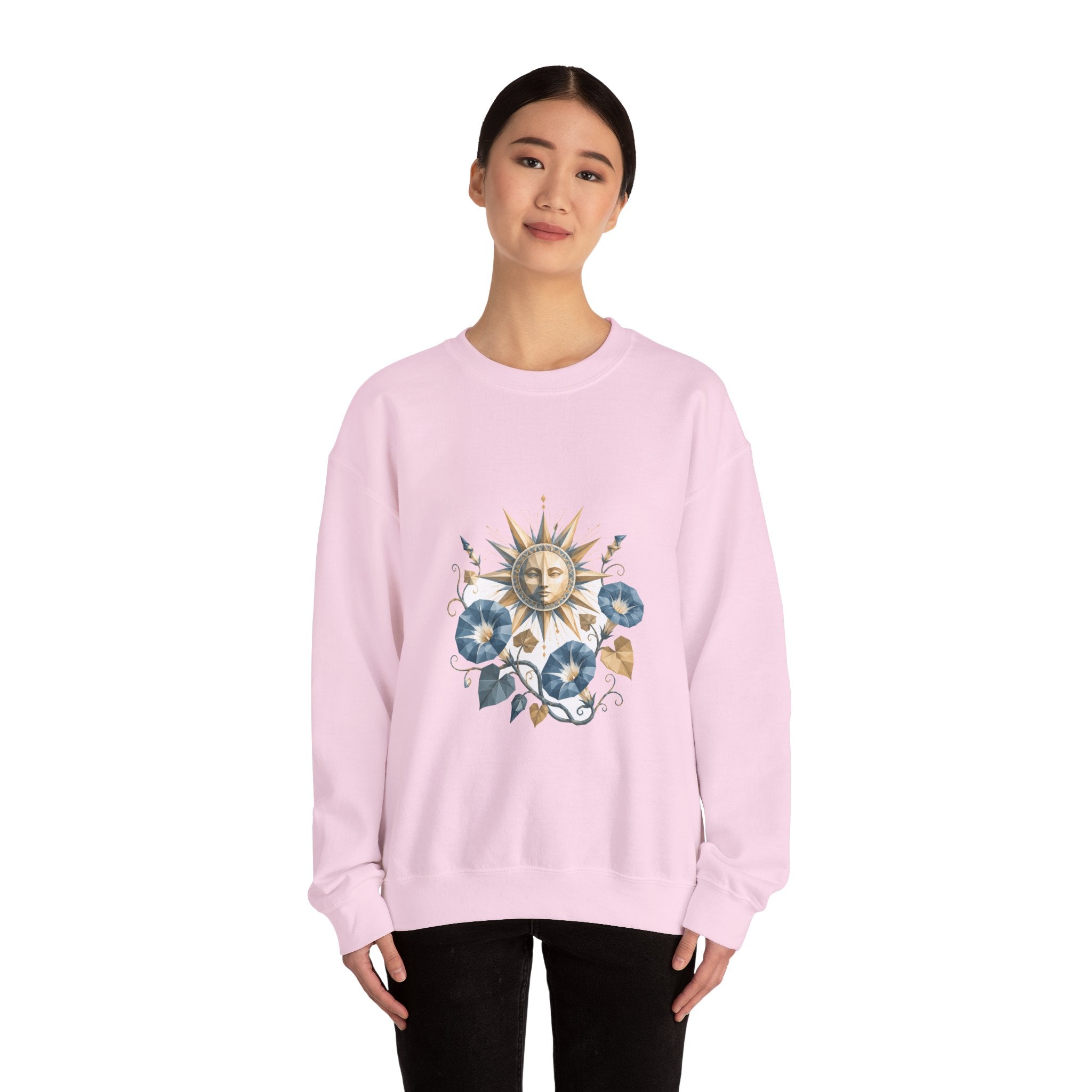 Matching Couple Sweatshirt - Sun & Moon Matching Couple Crewneck Sweatshirt Geometric Art His Hers Couple Gift - Design B