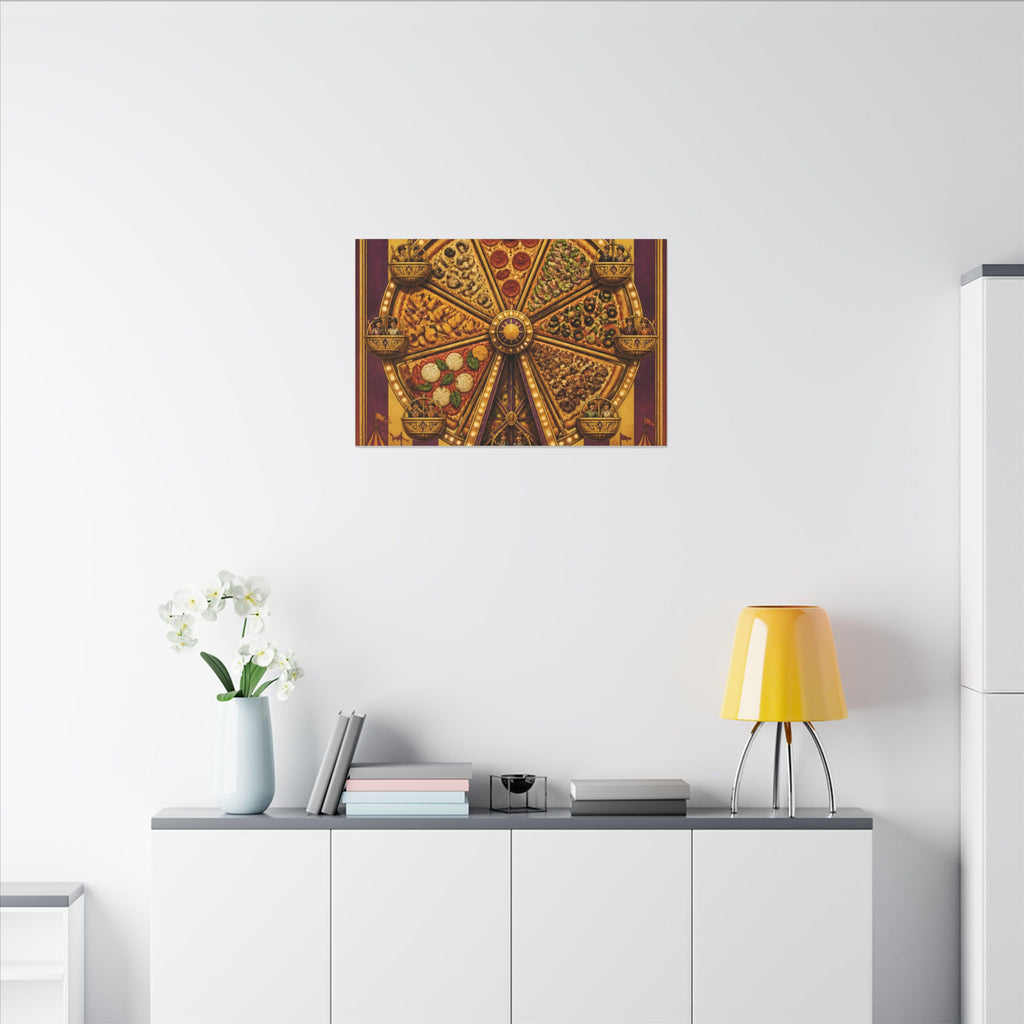 Pizza Ferris Wheel Wall Art Canvas 16×20 Art Deco Entryway Decor Maximalist Print