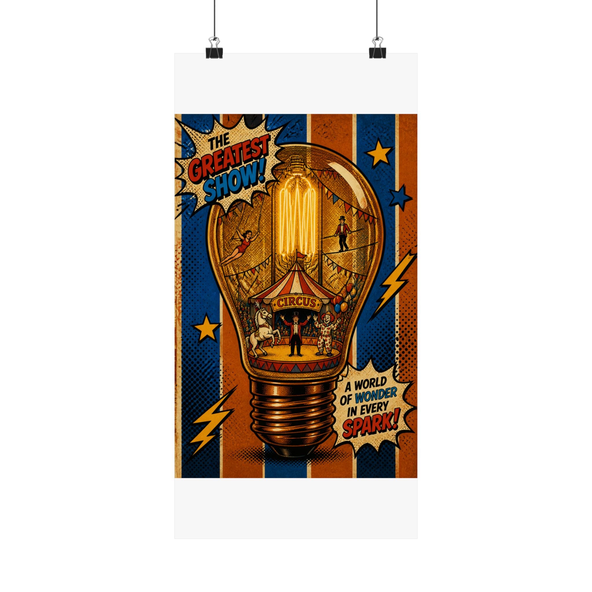 Light Bulb Circus Wall Art Poster 24×36 Pop Art Restaurant Decor Maximalist Print