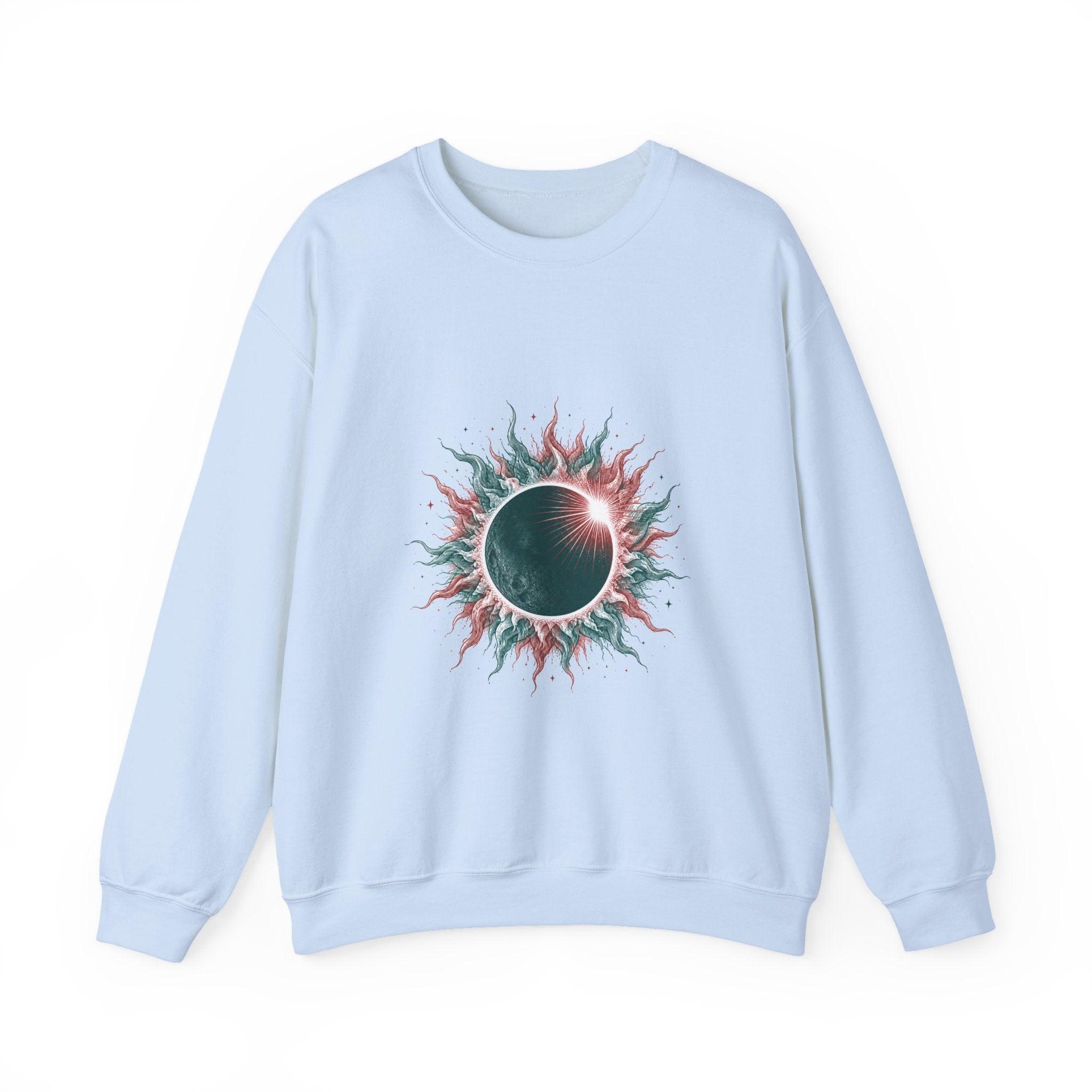 Matching Couple Sweatshirt - Solar & Lunar Eclipse Matching Couple Premium Fleece Sweatshirt Hand-Drawn Art His Hers Anniversary Gift - Design A