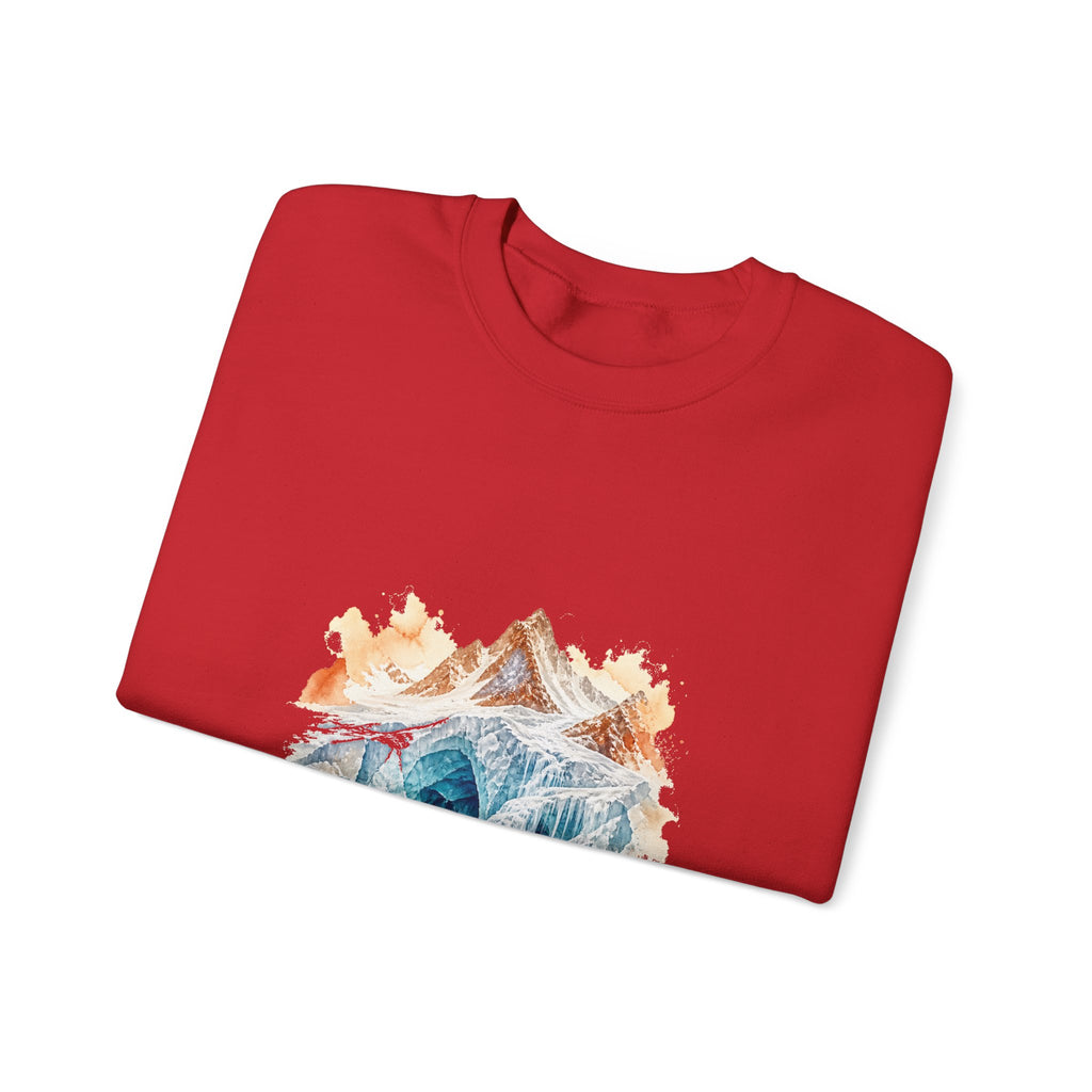 Matching Couple Sweatshirt - Volcano & Glacier Matching Couple Crewneck Sweatshirt Watercolor Art His Hers Engagement Gift - Design B